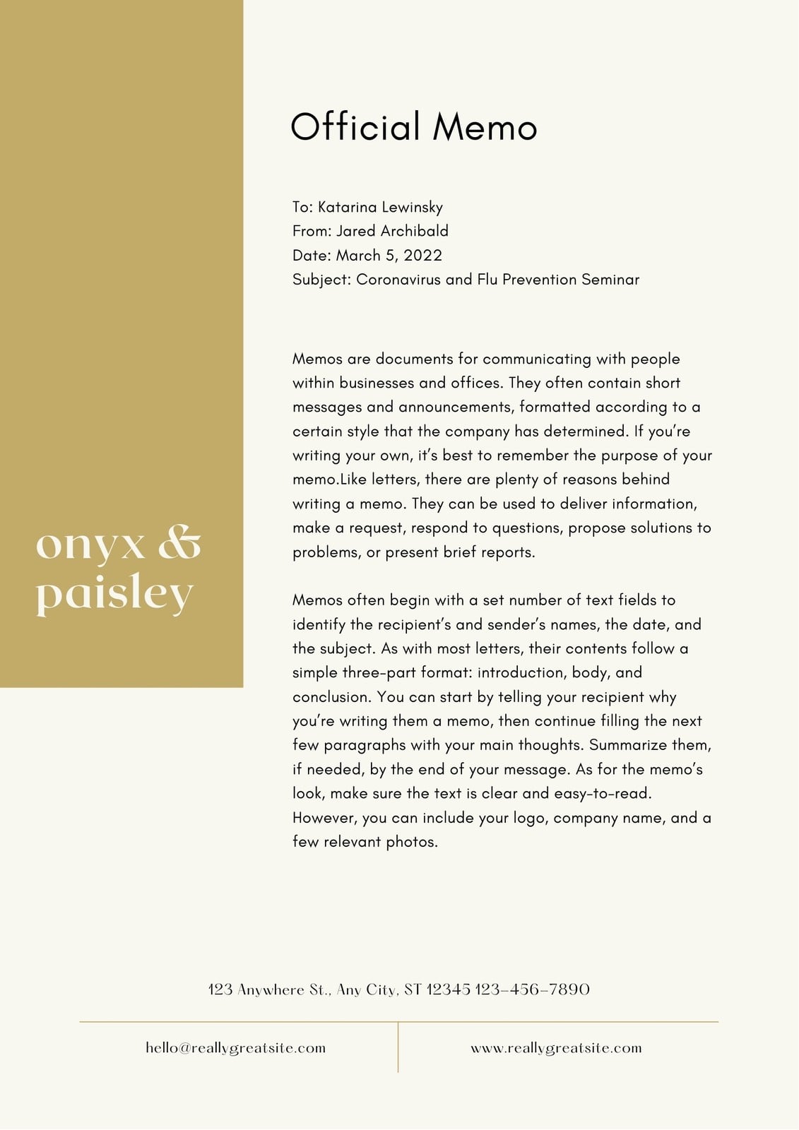 Gold and Beige Minimalist Online Fashion Brand Memo Gold and Beige Minimalist Online Fashion Brand Memo