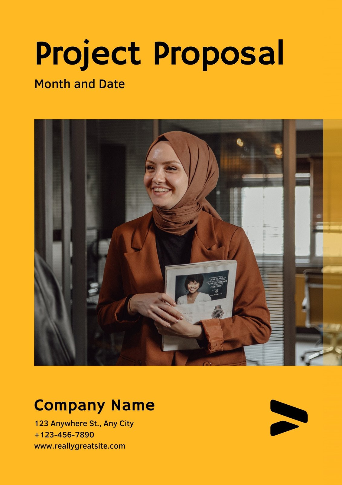 General Proposal in Yellow White Professional Gradient Style