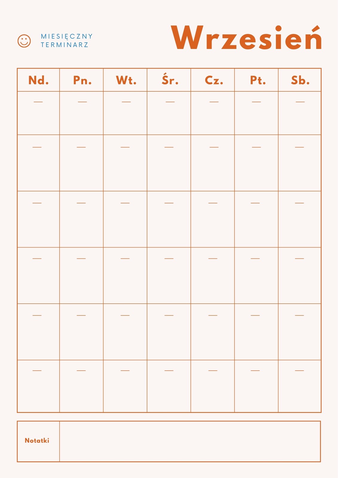 Pomarańczowy Minimalizm Student Zestaw Wspomagający Produktywność Planer Miesięczny