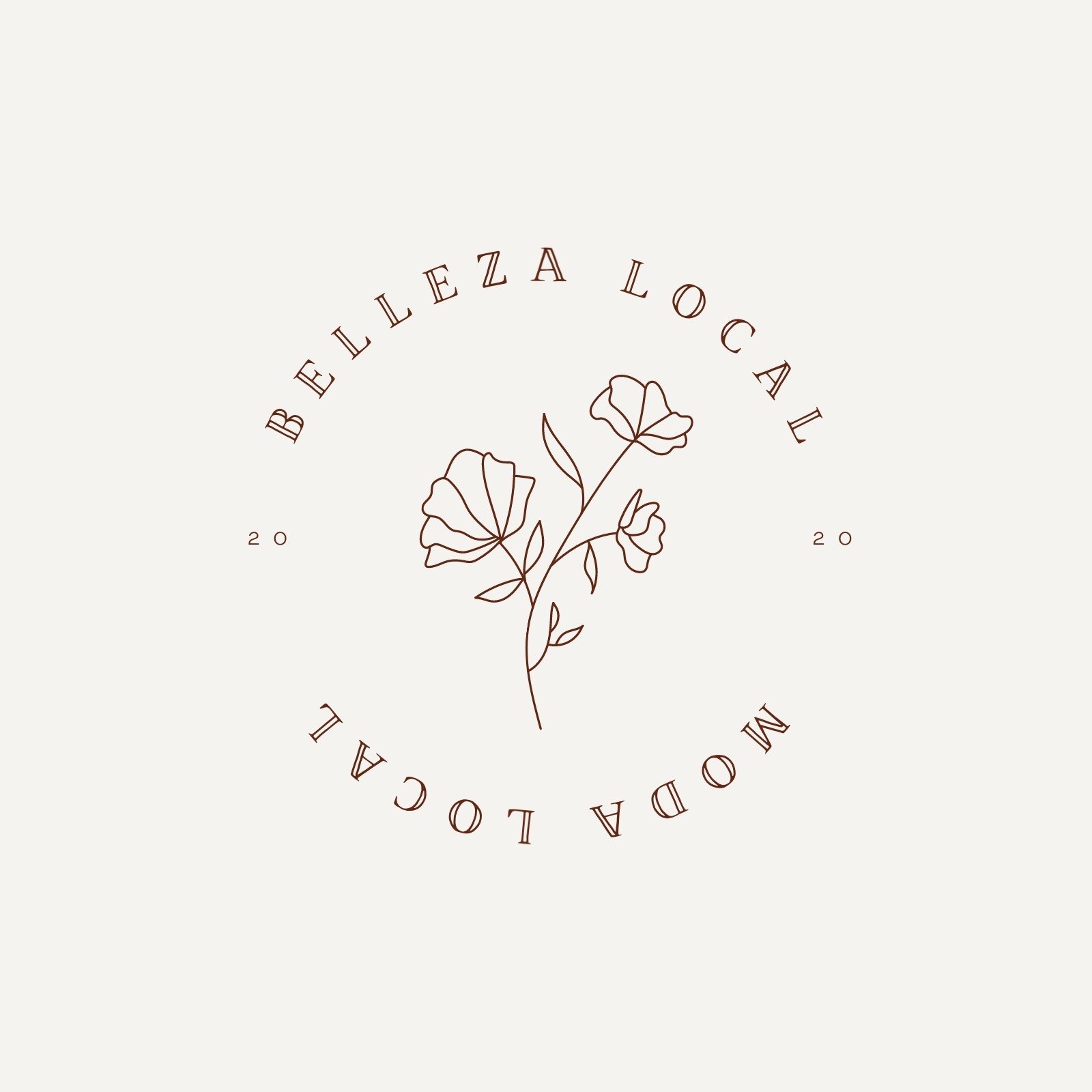 Beige Flor Superminimalismo Texto Curvo Logo