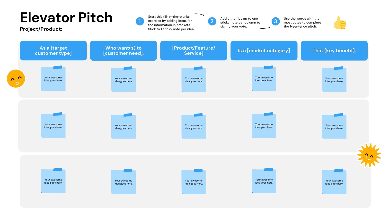 Blue and Orange Foundational Elevator Pitch Online Whiteboard
