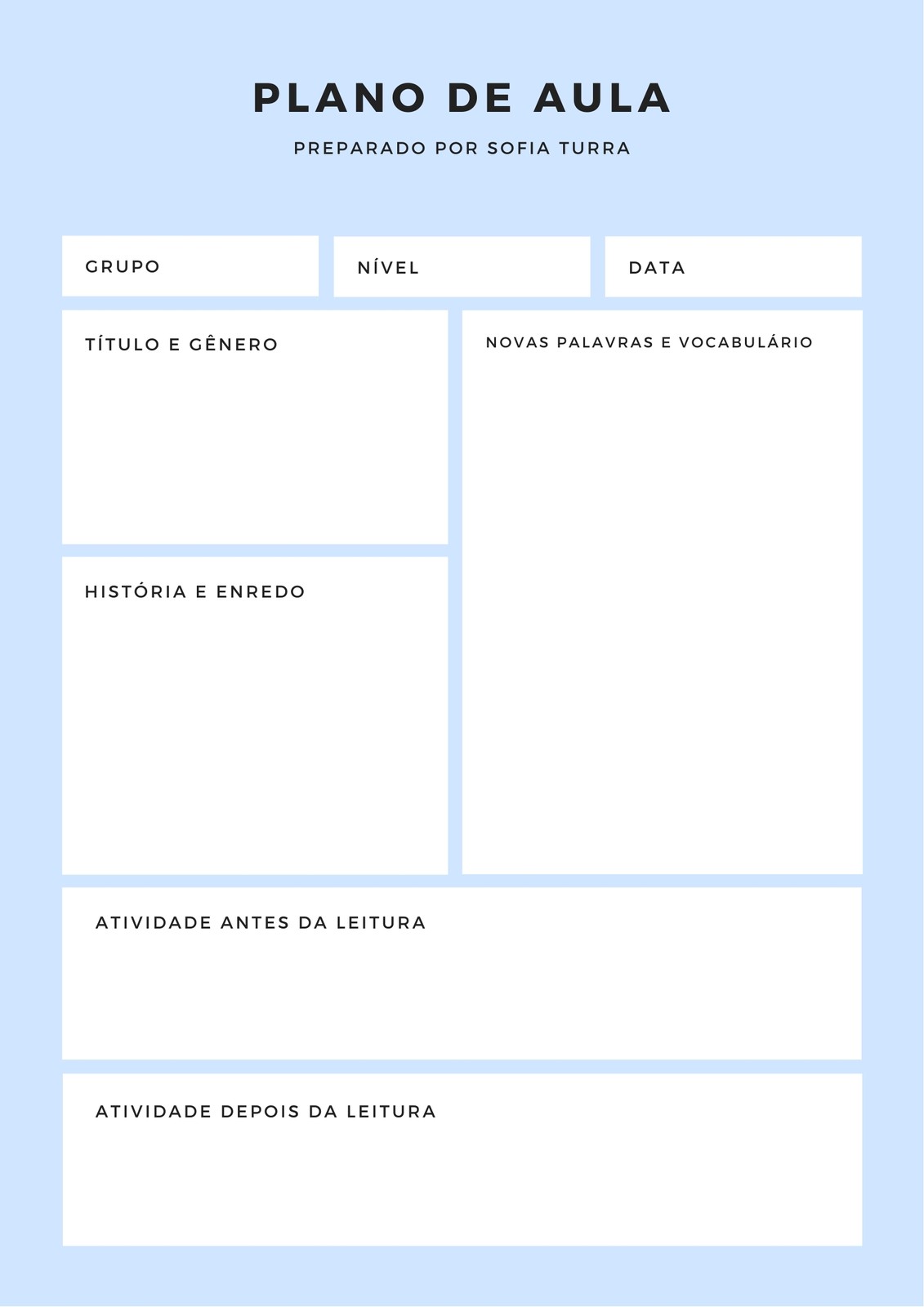 Azul Claro e Branco Simples Plano de Aula