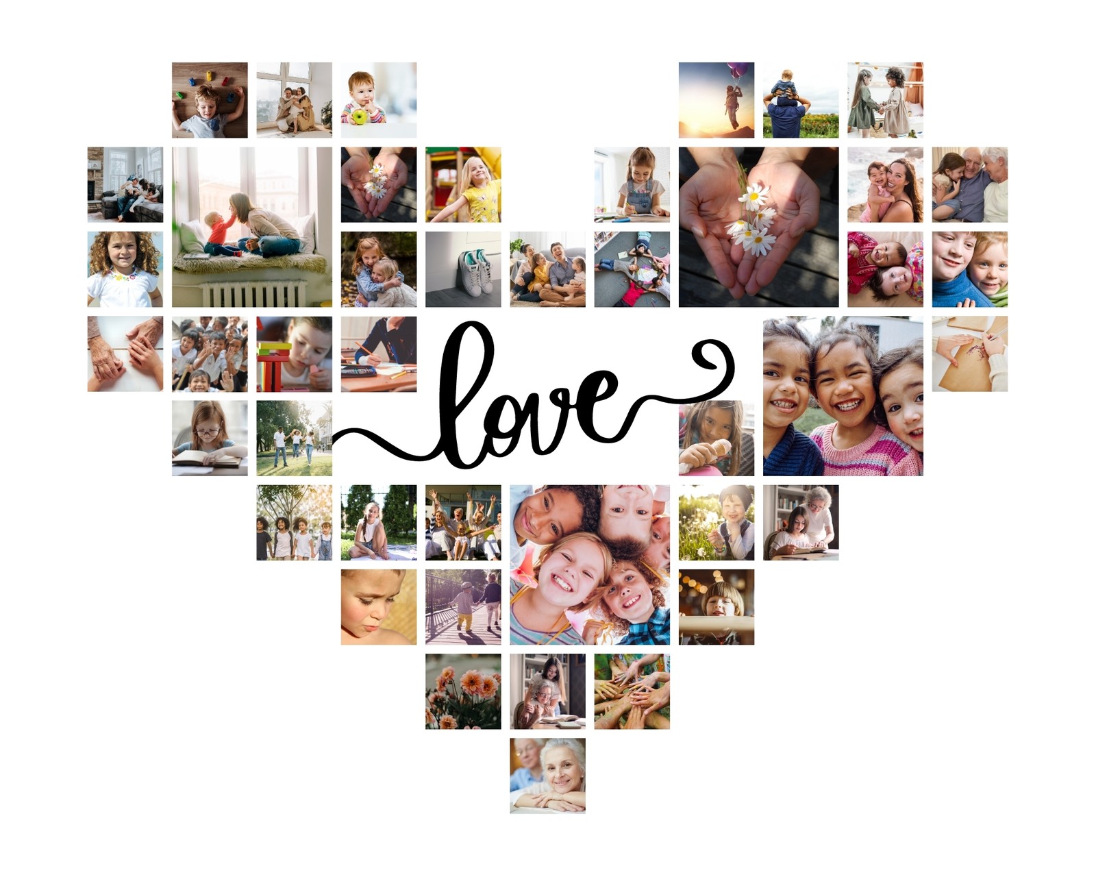 Blanco Amor Forma de Corazón Foto Collage Blanco Amor Forma de Corazón Foto Collage