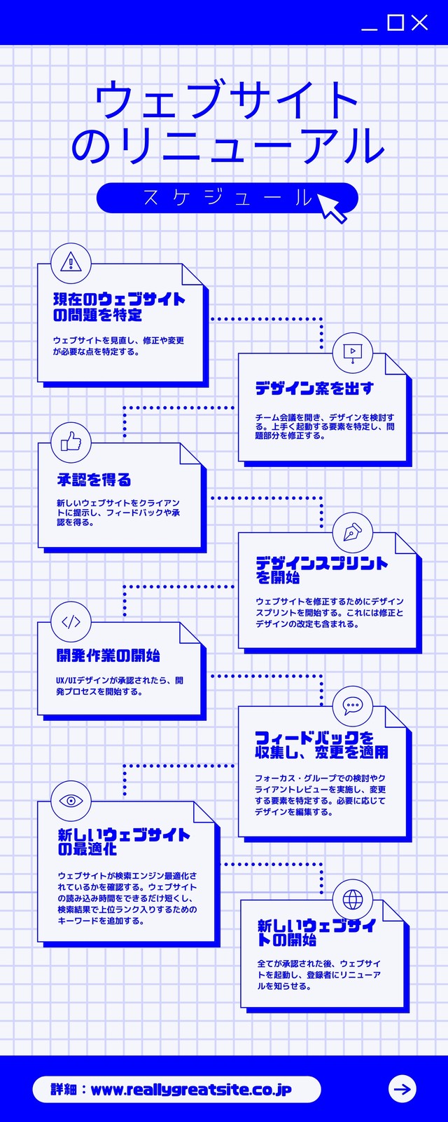 青と白 格子柄 ミニマリスト モノトーン プロジェクト進捗 タイムライン インフォグラフィック 青と白 格子柄 ミニマリスト モノトーン プロジェクト進捗 タイムライン インフォグラフィック