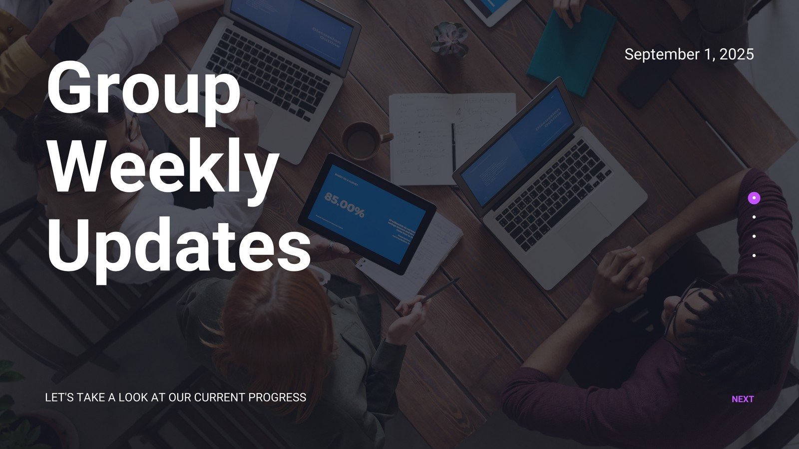 Black and Violet Dark Professional Real Estate Weekly Team Updates Presentation