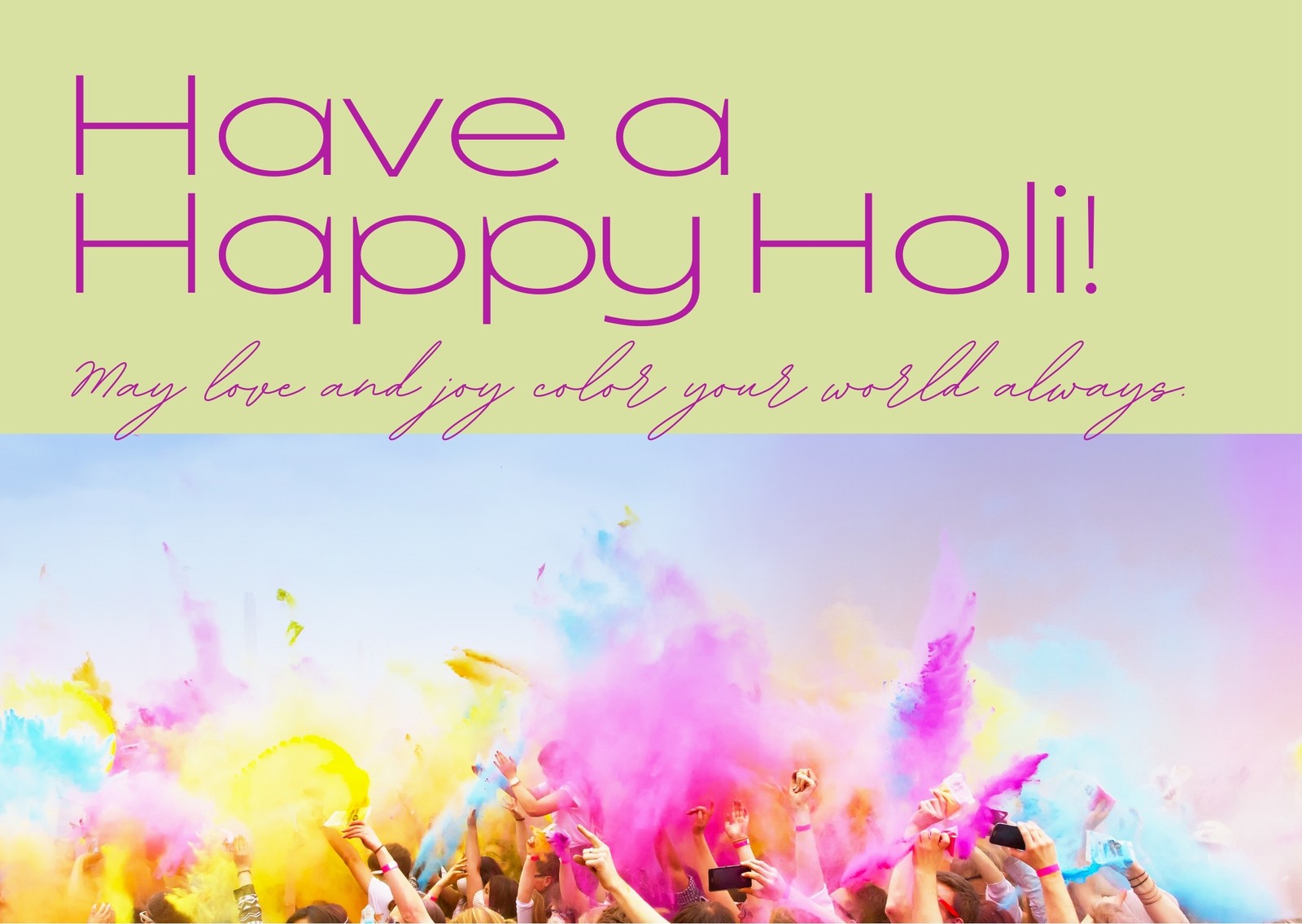 Green and Purple Photo Minimalist Holi Festival Greeting Card Green and Purple Photo Minimalist Holi Festival Greeting Card