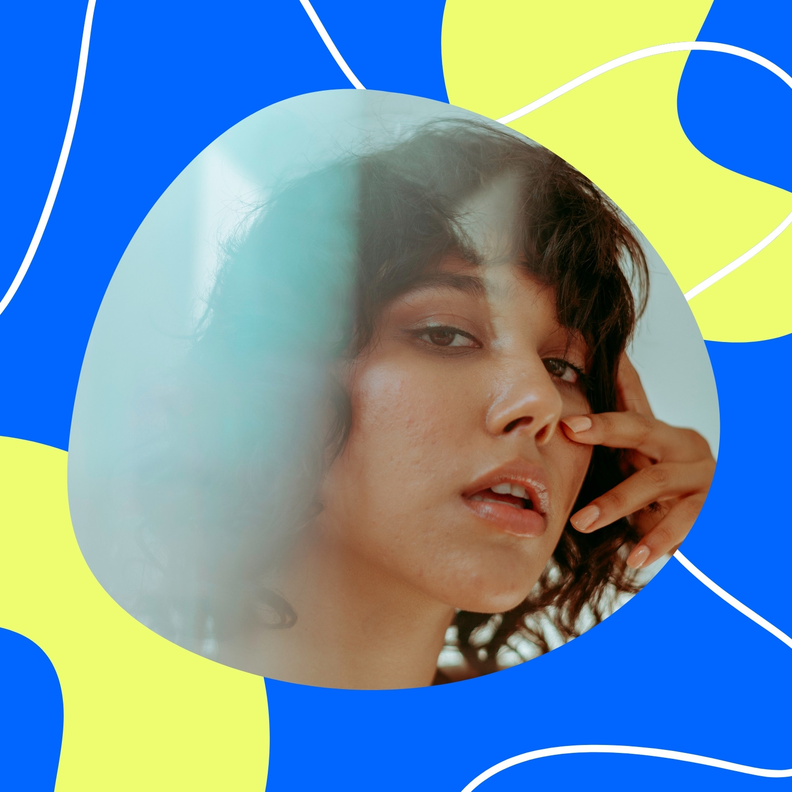 Bright Blue Neon Yellow White Bright Bold Organic YouTube Profile Picture