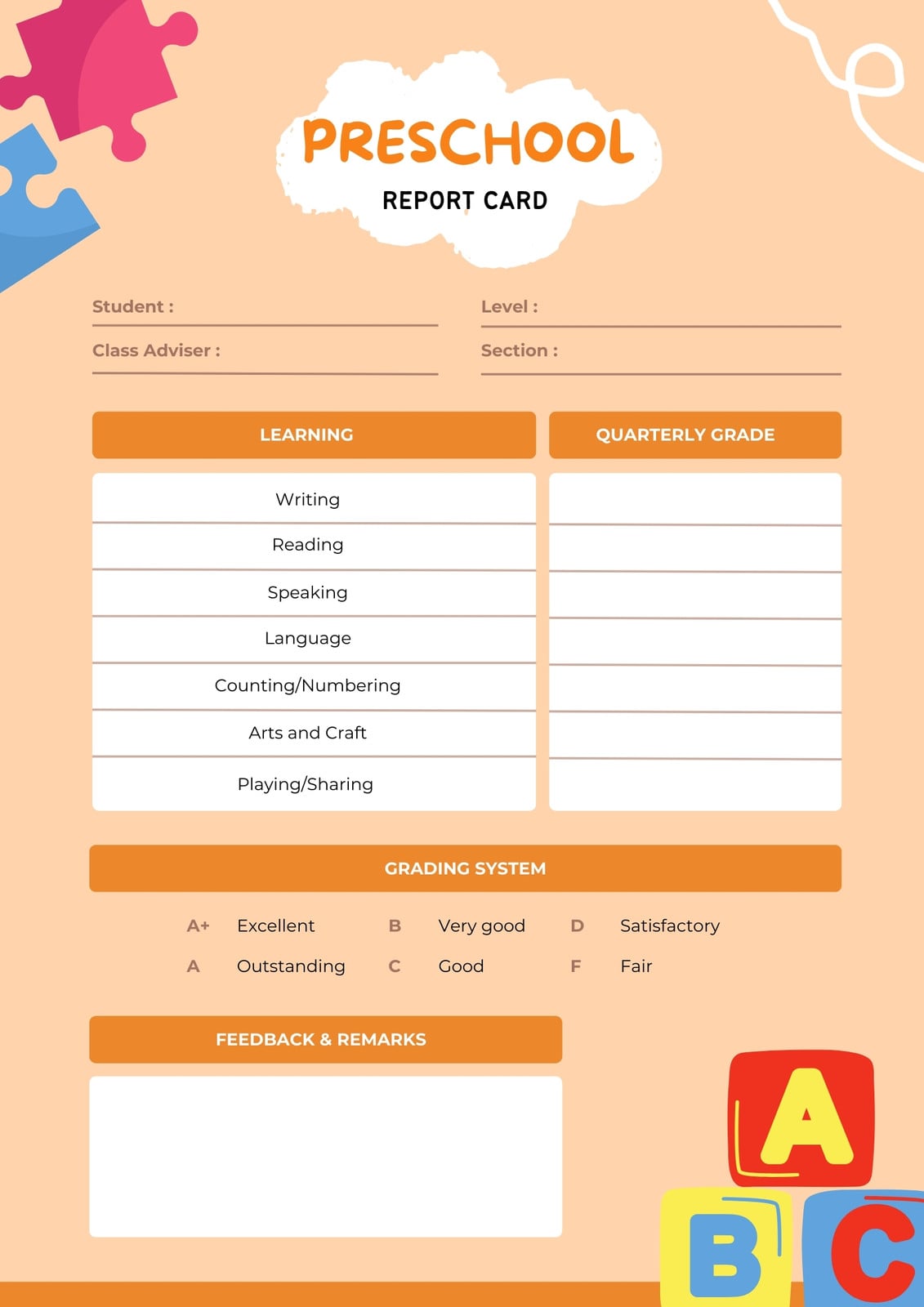 Free custom printable preschool report card templates | Canva Free custom printable preschool report card templates | Canva