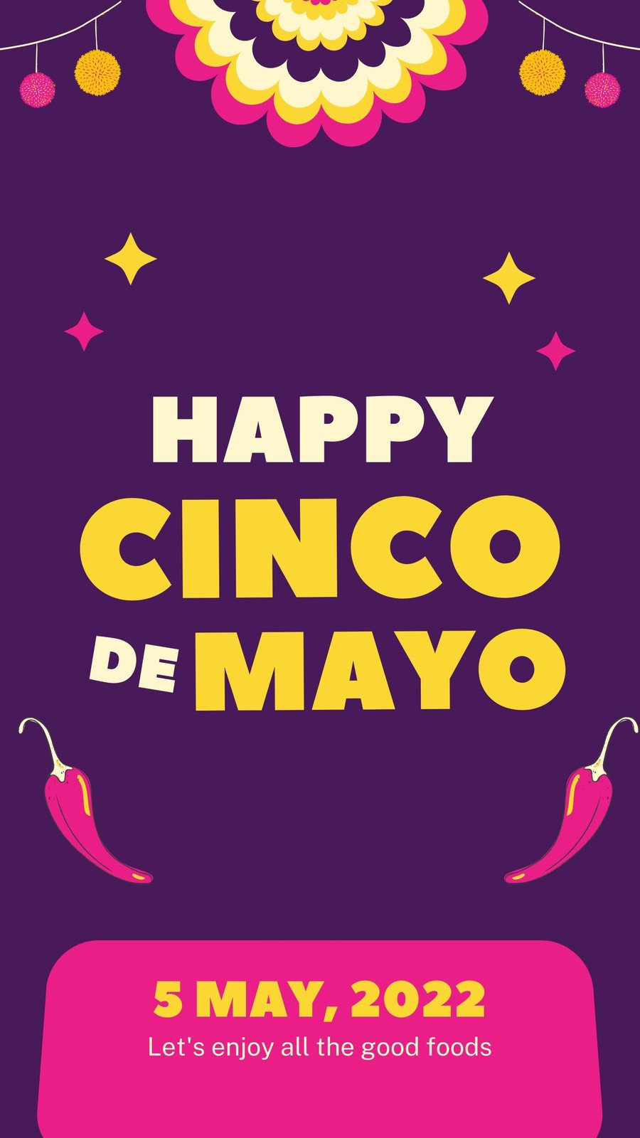 Purple Yellow Illustrated Cinco de Mayo Instagram Story