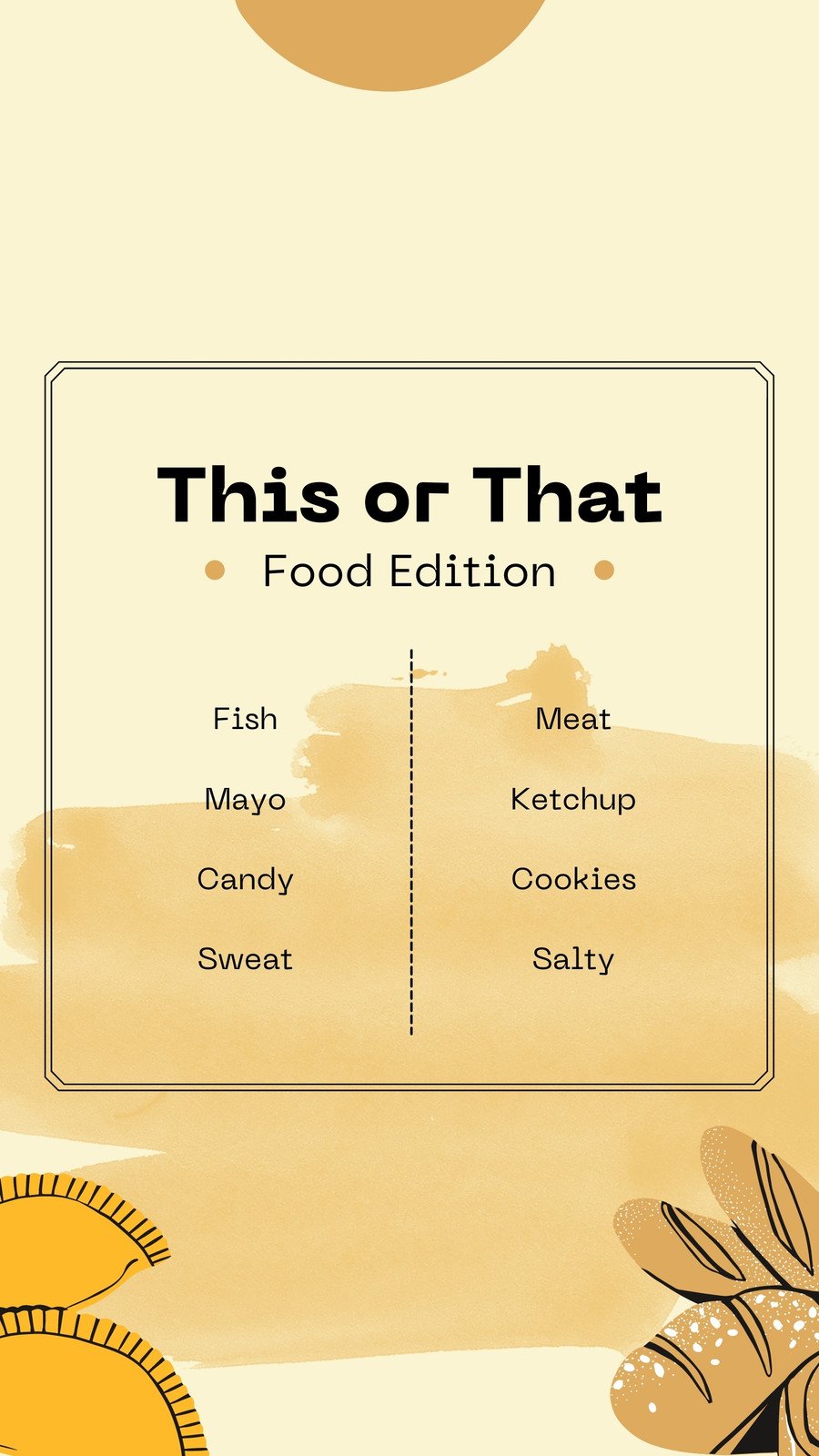 Yellow Simple Illustration This Or That Food Edition Instagram Story
