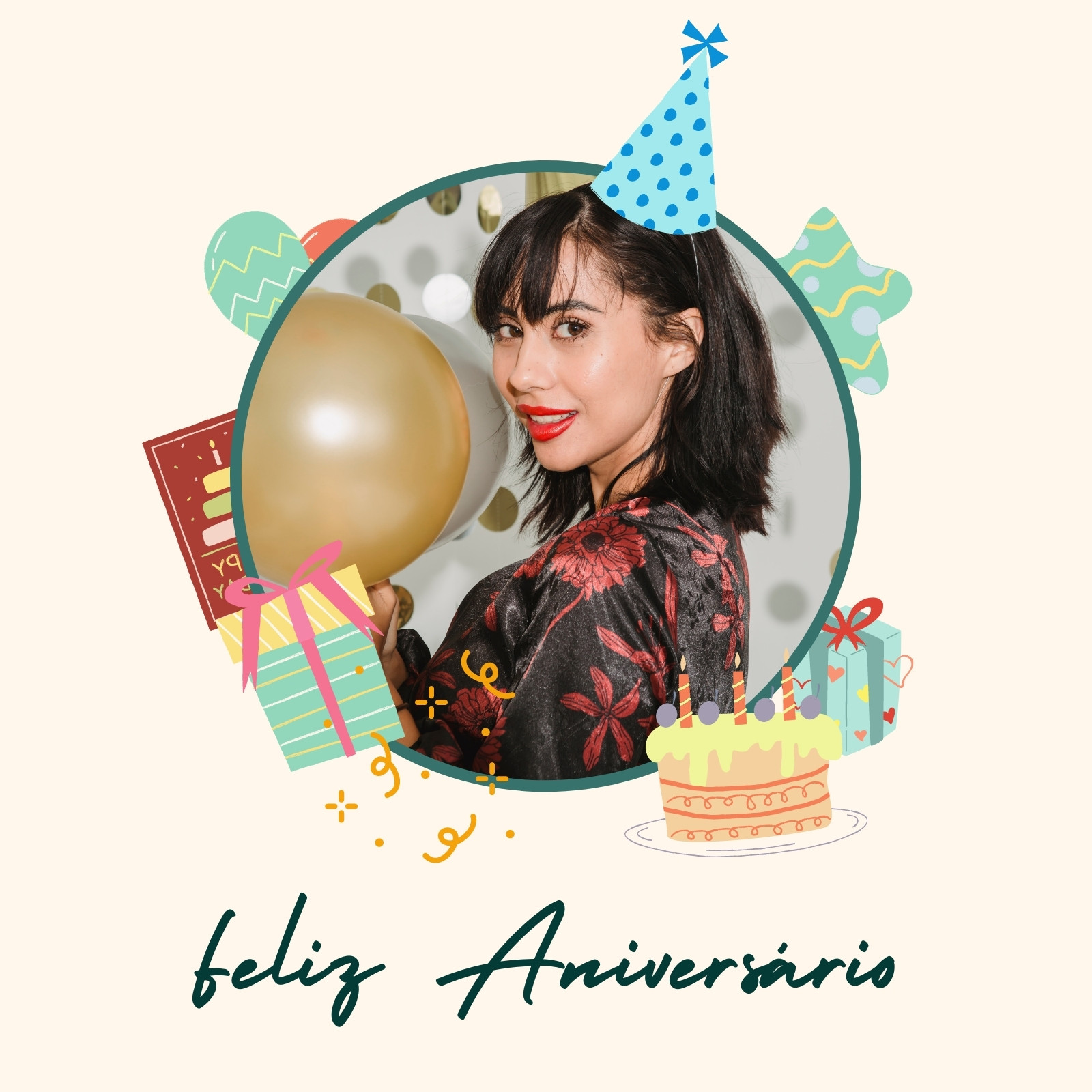 Feliz aniversário foto bege post instagram