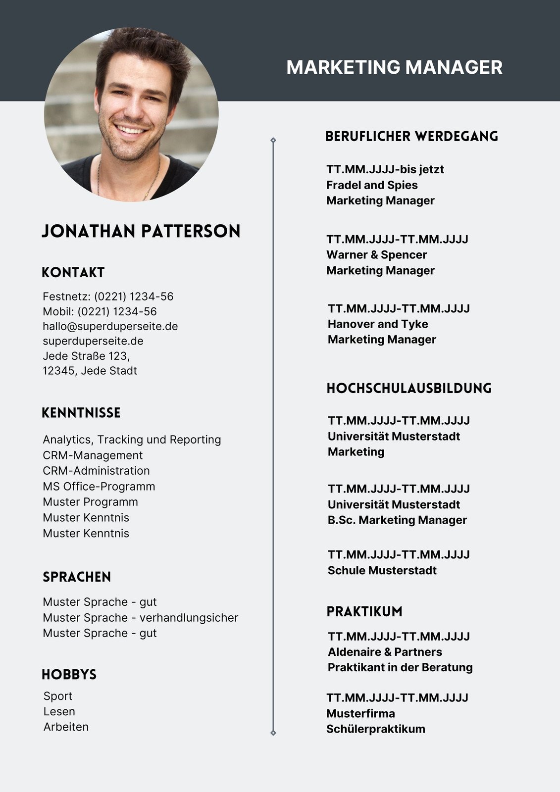 Minimalistischer Lebenslauf