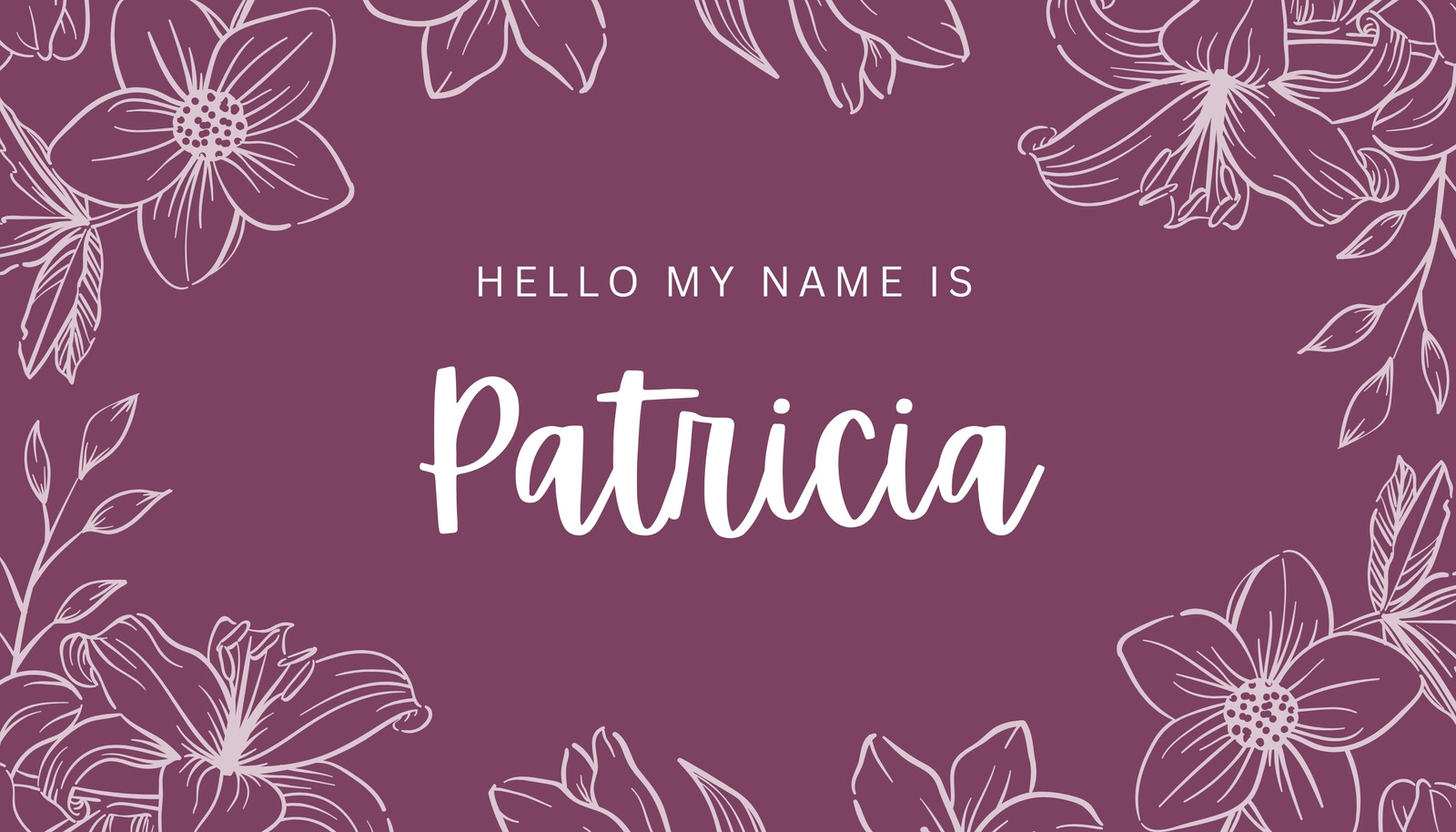 Pretty Burgundy Floral Name Tag Pretty Burgundy Floral Name Tag