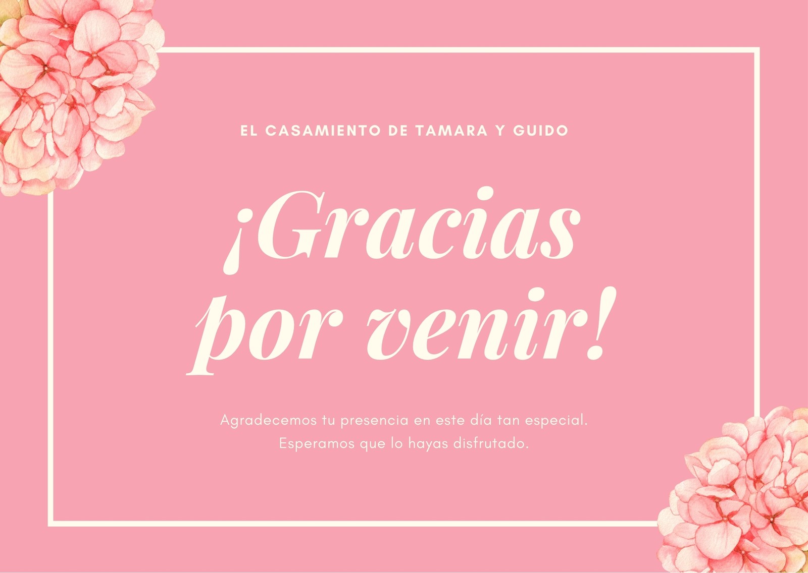 Rosa y Crema Casamiento Agradecimiento Tarjeta Rosa y Crema Casamiento Agradecimiento Tarjeta