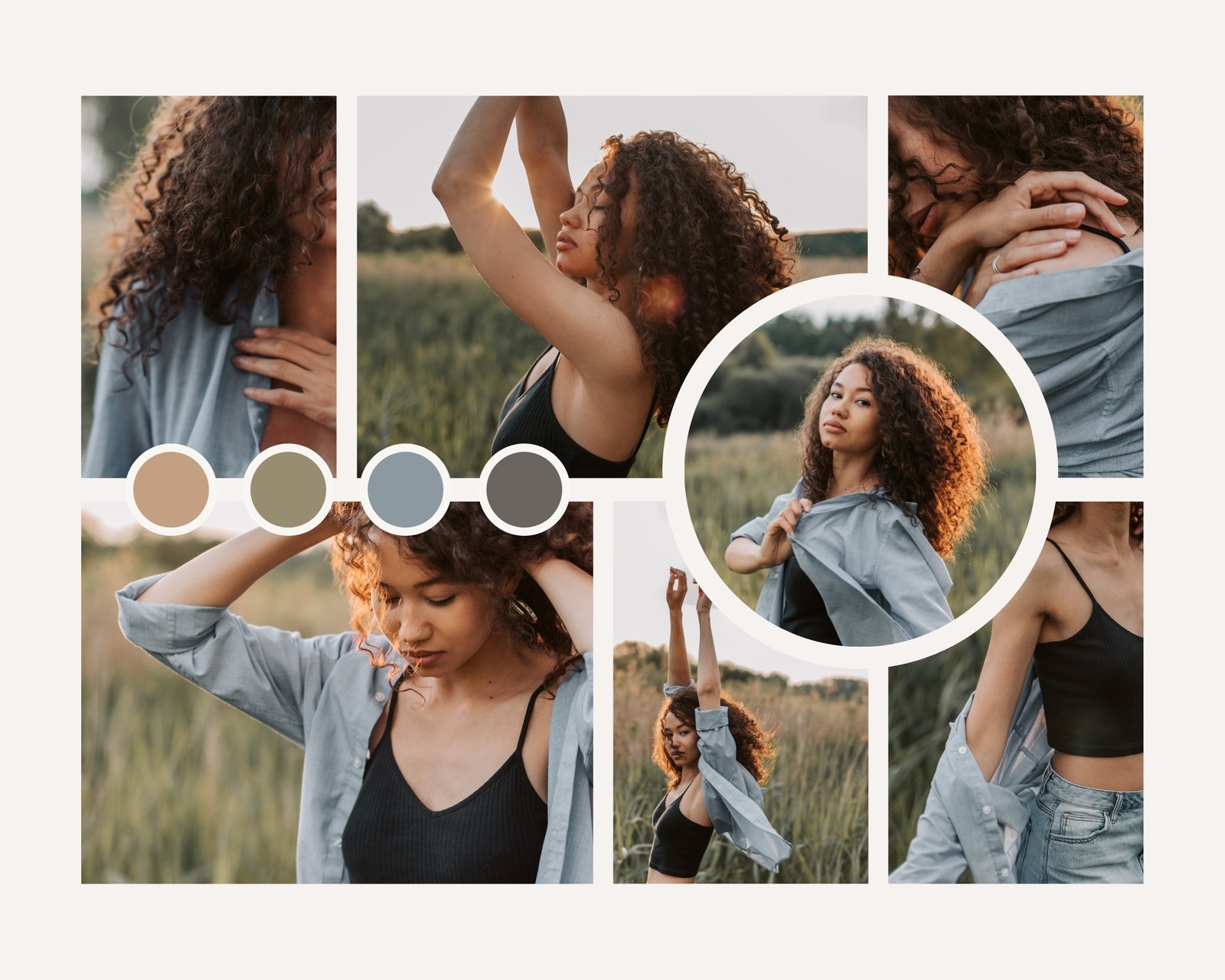 Carino Grigio e Marrone Griglia Elegante Moda Moodboard Collage di Foto