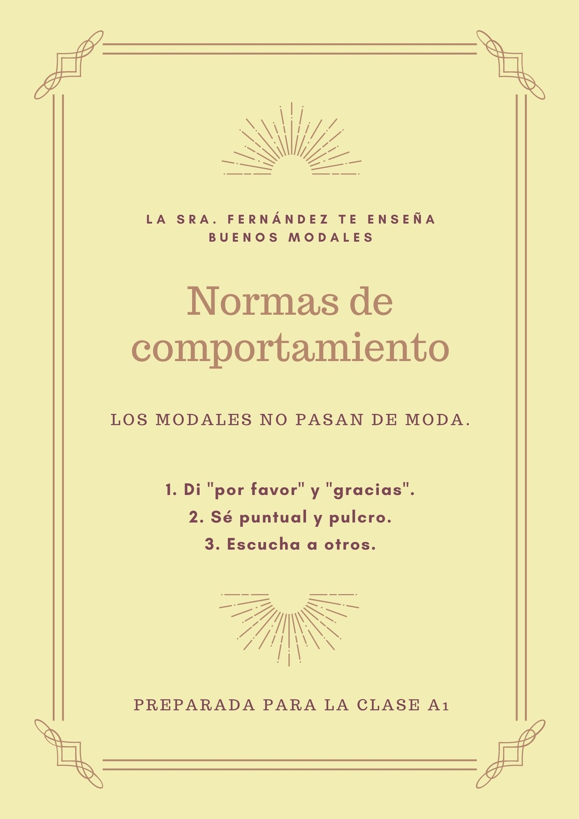 Póster de aula vintage en marrón y púrpura Póster de aula vintage en marrón y púrpura