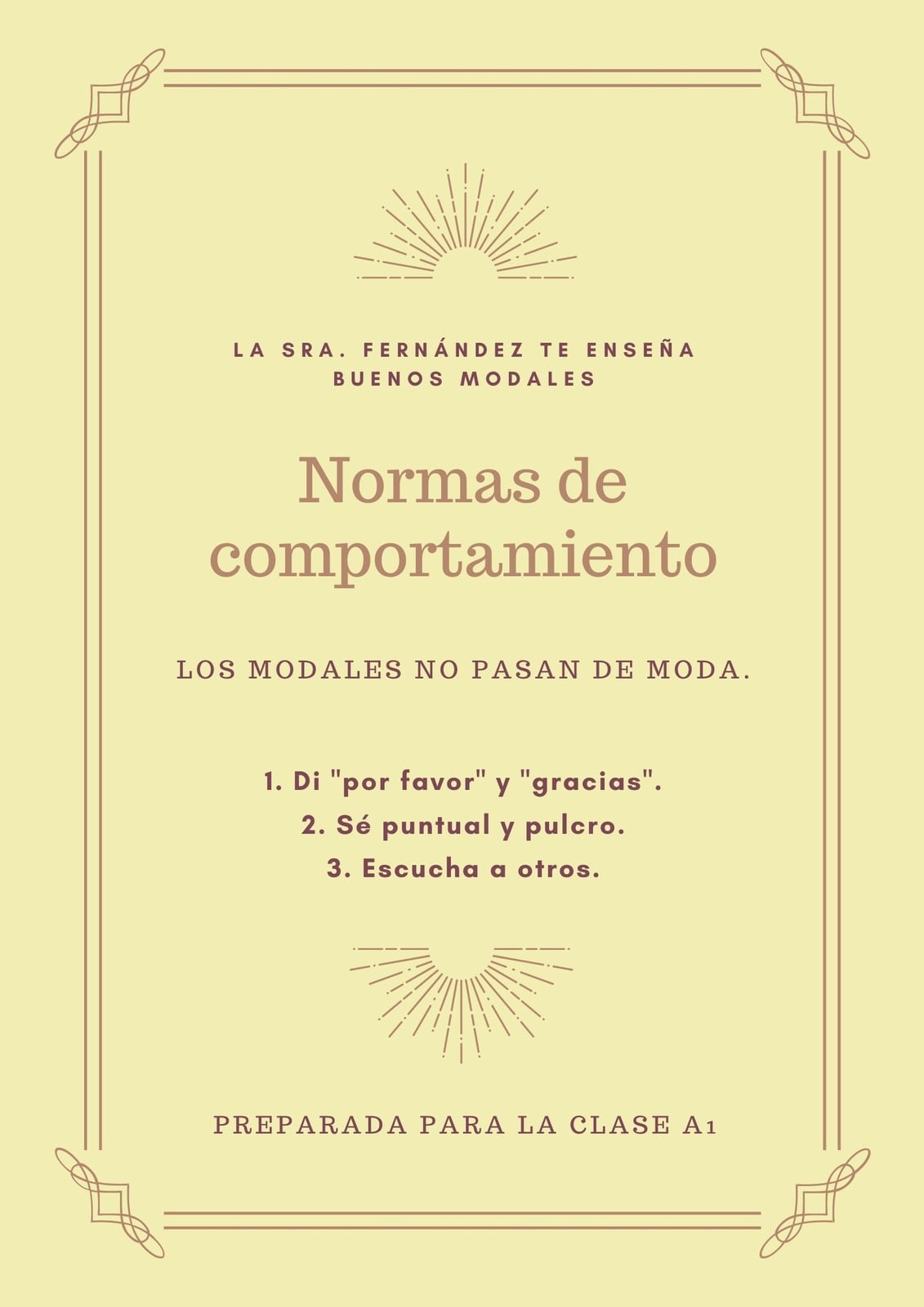 Póster de aula vintage en marrón y púrpura Póster de aula vintage en marrón y púrpura