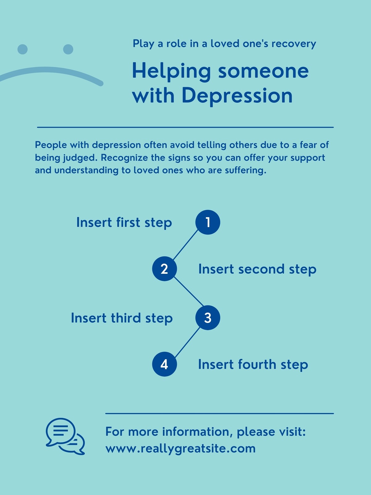Teal Blue Minimalist Monotone Mental Health Depression Health Explainer Poster
