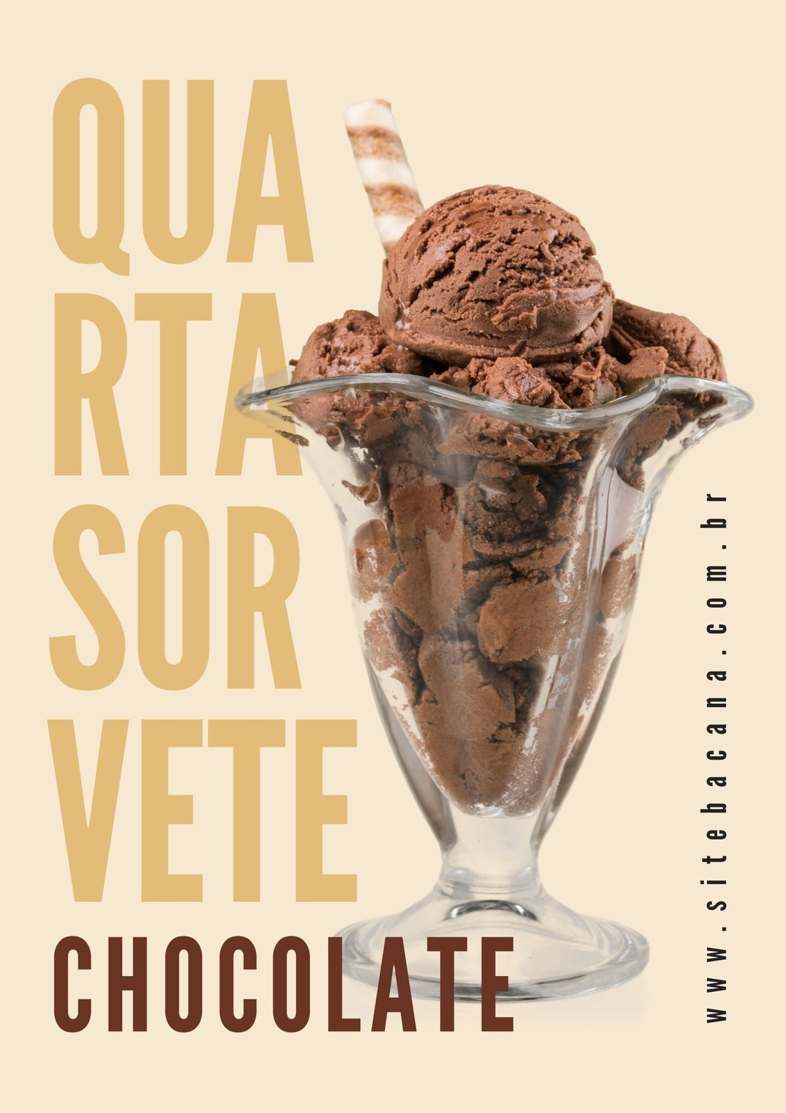 Cartaz de Publicidade com Casquinha de Sorvete de Chocolate Cartaz de Publicidade com Casquinha de Sorvete de Chocolate
