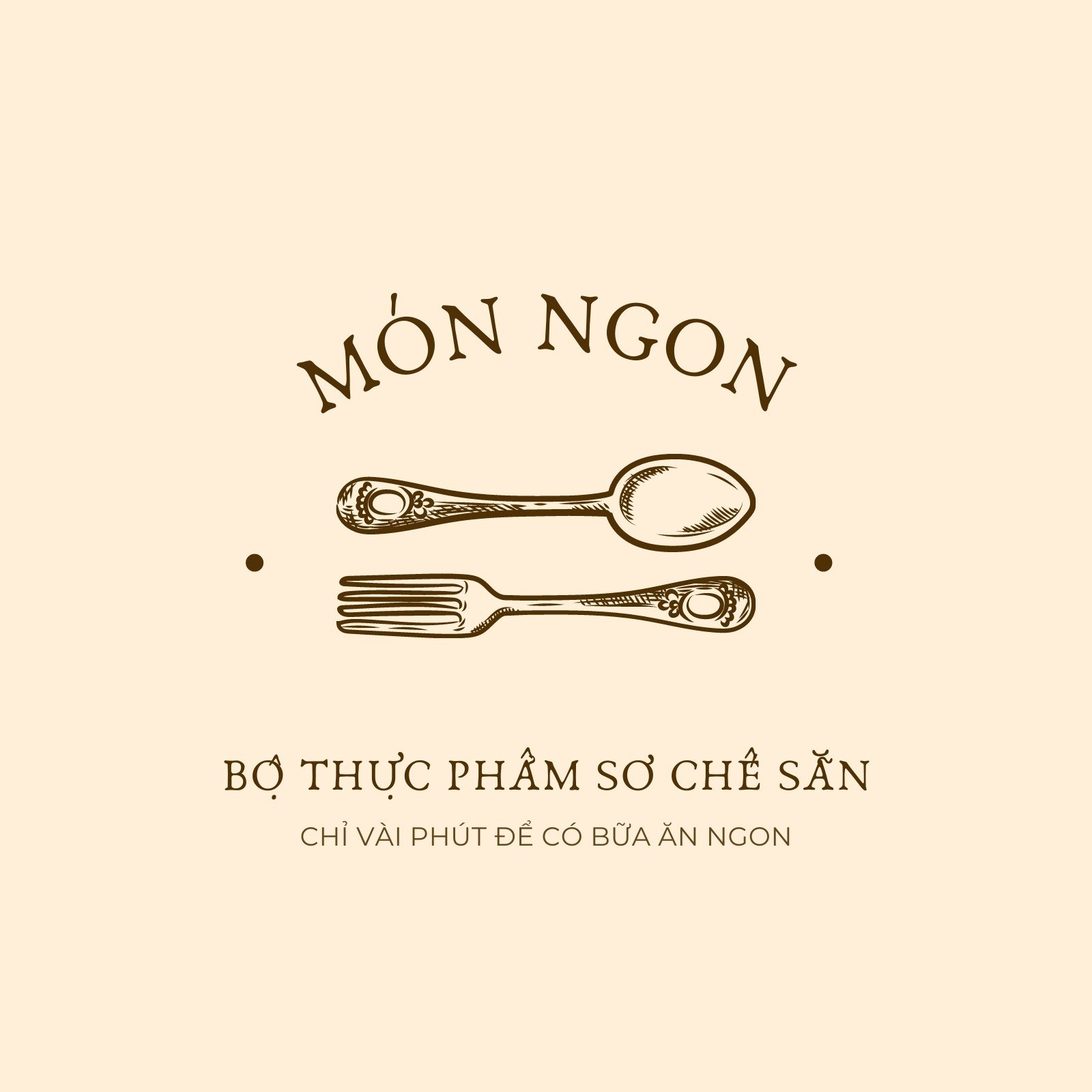 Màu đào và Nâu Muỗng và Nĩa Mềm mại Hữu cơ Thức ăn Biểu trưng