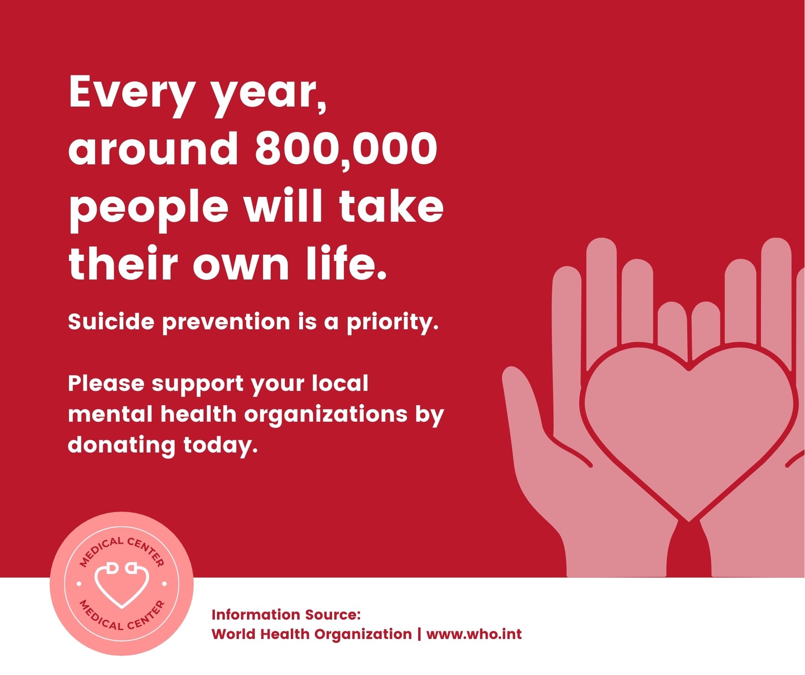 Red White Clean & Corporate Suicide Awareness Statistics & facts Facebook Post