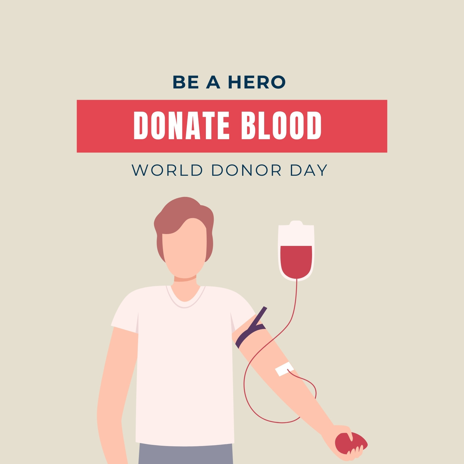 Red and Cream Illustrative Blood Donation Social Media Graphic