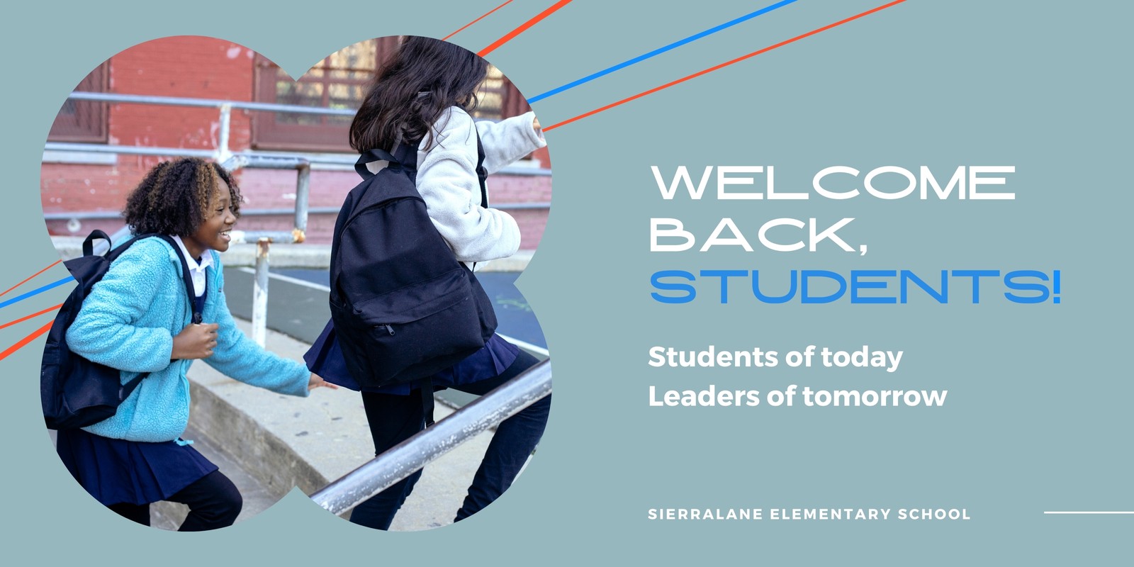 Blue Clean Graphic Welcome Message Elementary Back to School Banner