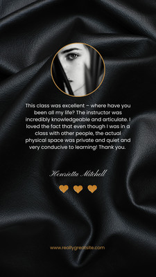 Customer Review Testimonial Animated Instagram Story Canva template, gold and black