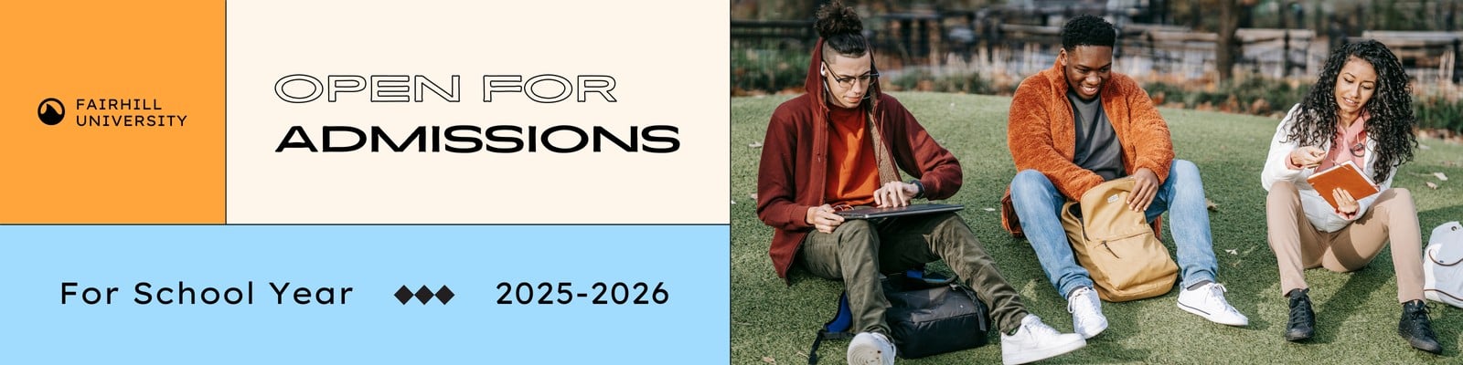 Orange and Blue Colour Pop Announcements University Back to School Banner Orange and Blue Colour Pop Announcements University Back to School Banner