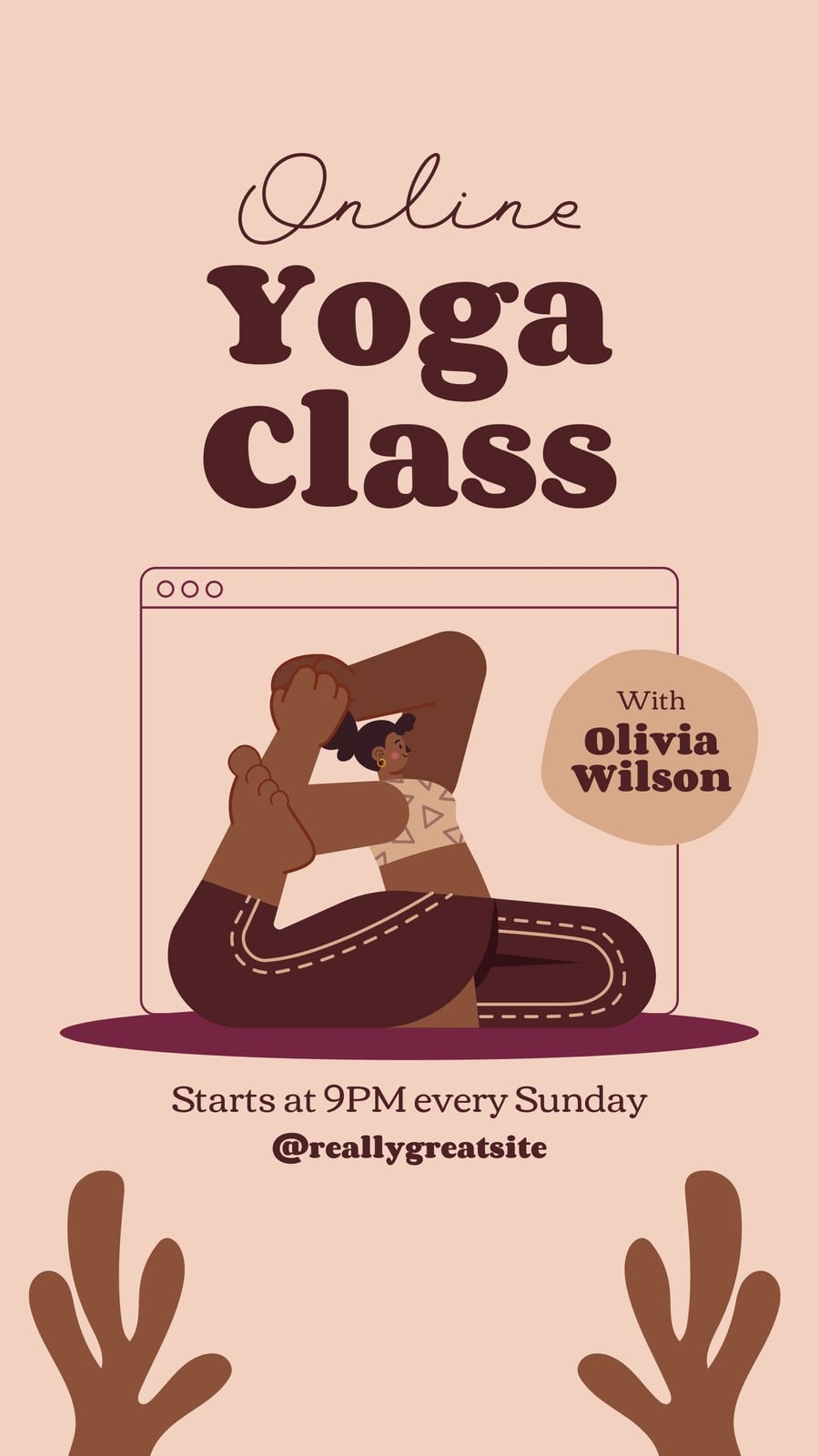 Brown Tan Illustration Online Yoga Class - Instagram Story Brown Tan Illustration Online Yoga Class - Instagram Story