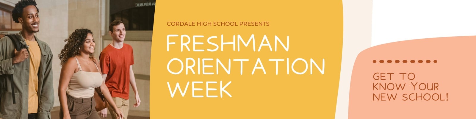 Orange and Peach Organic and Handcrafted Welcome Messages and Announcements High School Back to School Banner