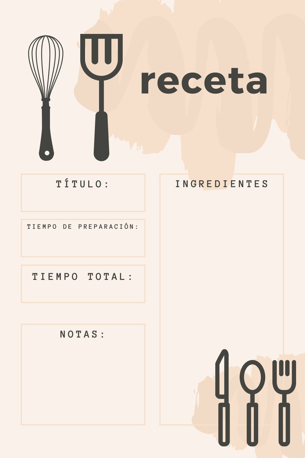 Utensilios Cocina Beis Gris Receta Tarjeta Utensilios Cocina Beis Gris Receta Tarjeta