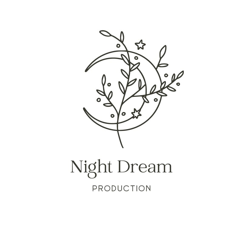 Celestial Magic Moon Floral Leaves Logo Canva template, black and white