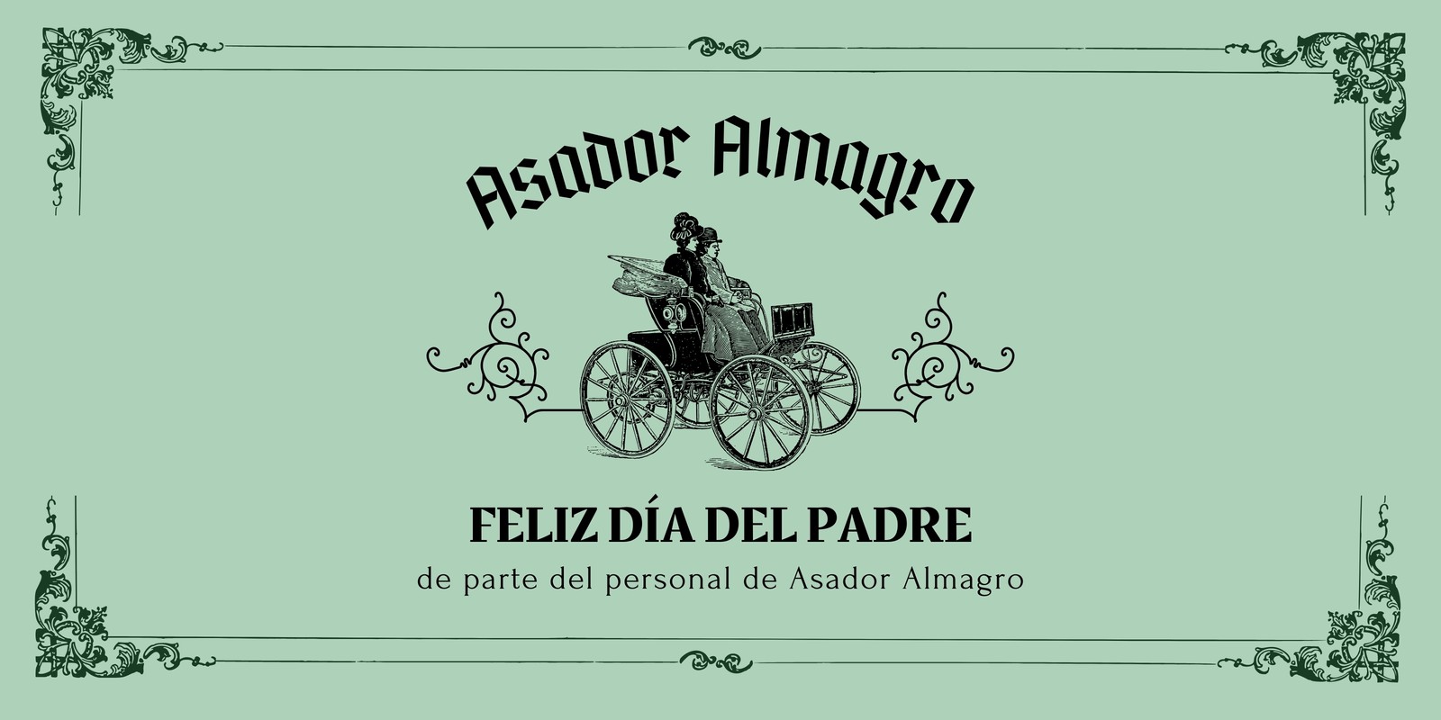 Carruaje Pulido Vintage Negocio Verde Día del Padre Tarjeta Plana