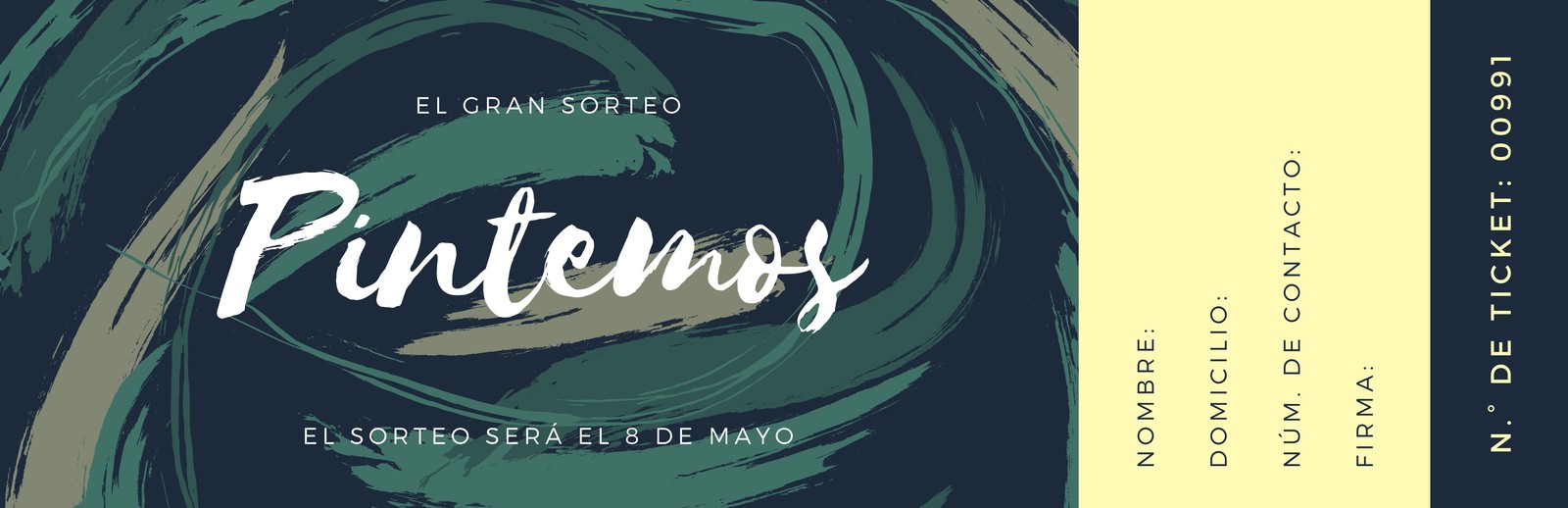 Azul Marino Pinceles Sorteo Boleto Azul Marino Pinceles Sorteo Boleto