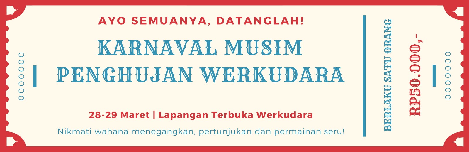 Tiket Karnaval Tenda Sirkus Merah dan Biru Tiket Karnaval Tenda Sirkus Merah dan Biru