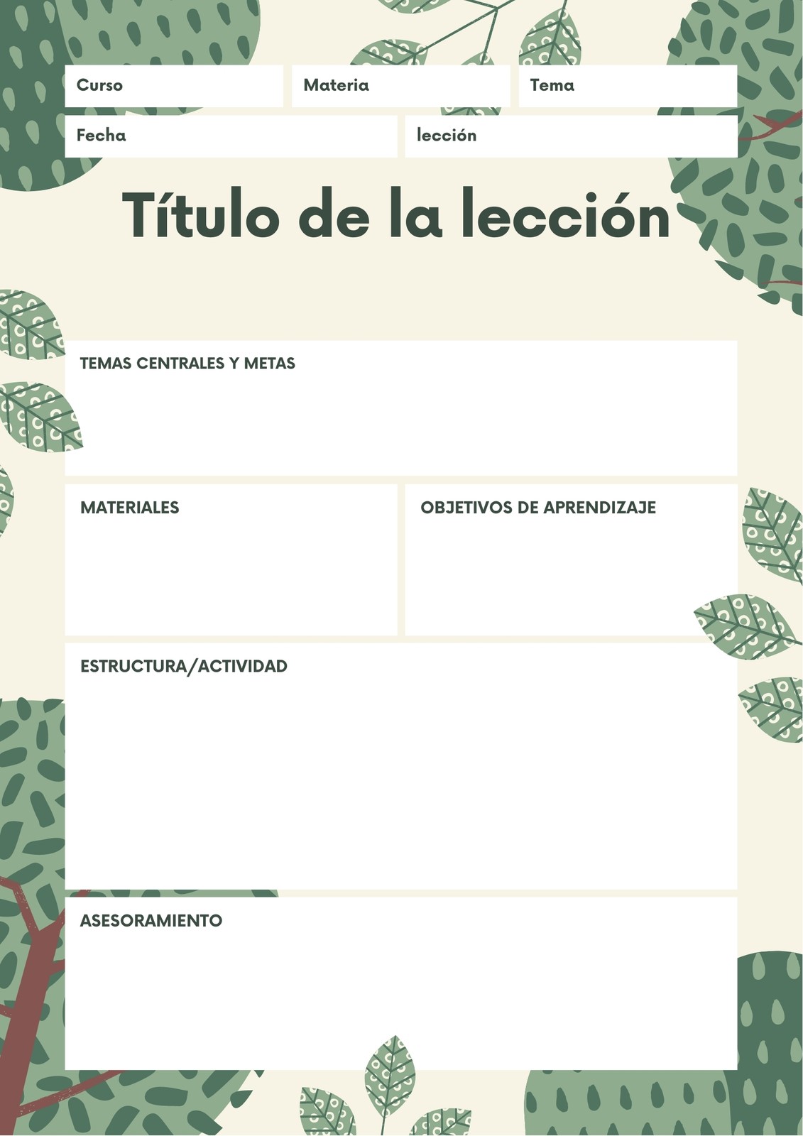 Verde Blanco Ilustraciones Naturaleza Plan de Clases Verde Blanco Ilustraciones Naturaleza Plan de Clases