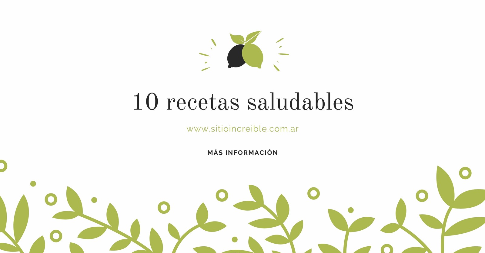 Blanco y Verde Borde Hojas Ilustradas Cocina Sitio Web Facebook Anuncio