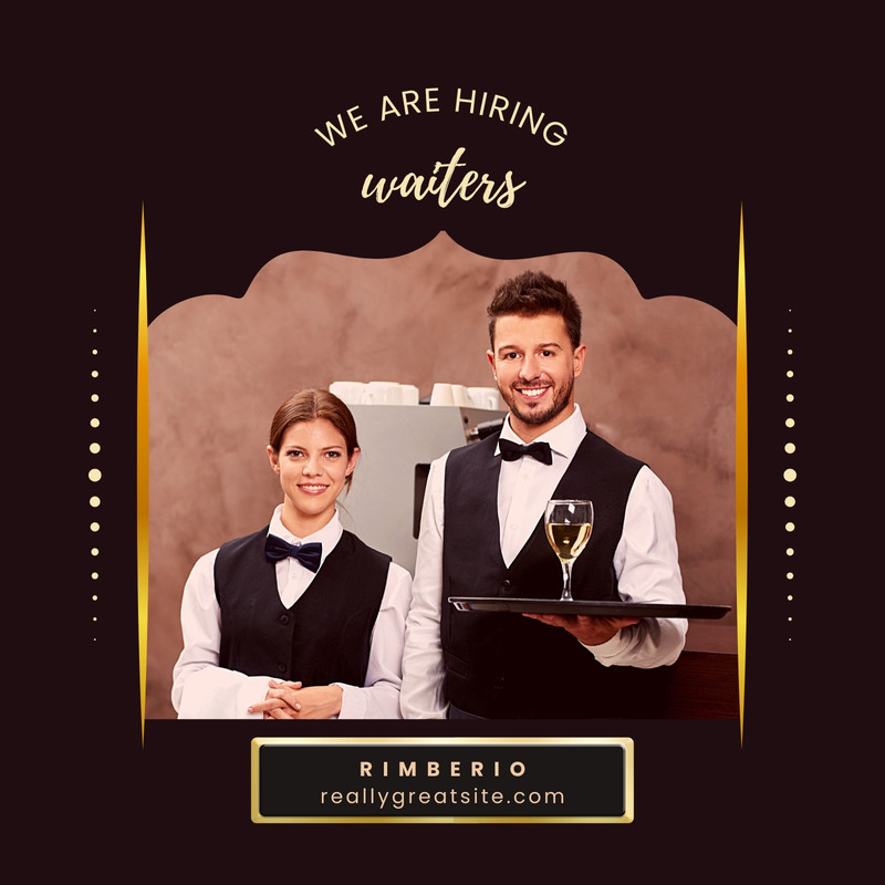 Elegant Restaurant We Are Hiring Instagram Post Canva template, black and gold