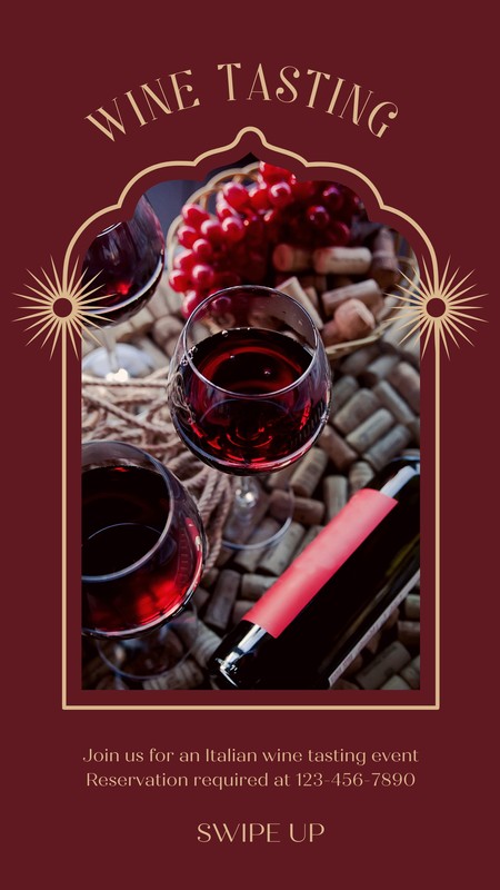 Classy Wine Tasting Event Invitation Instagram Story Canva template, red
