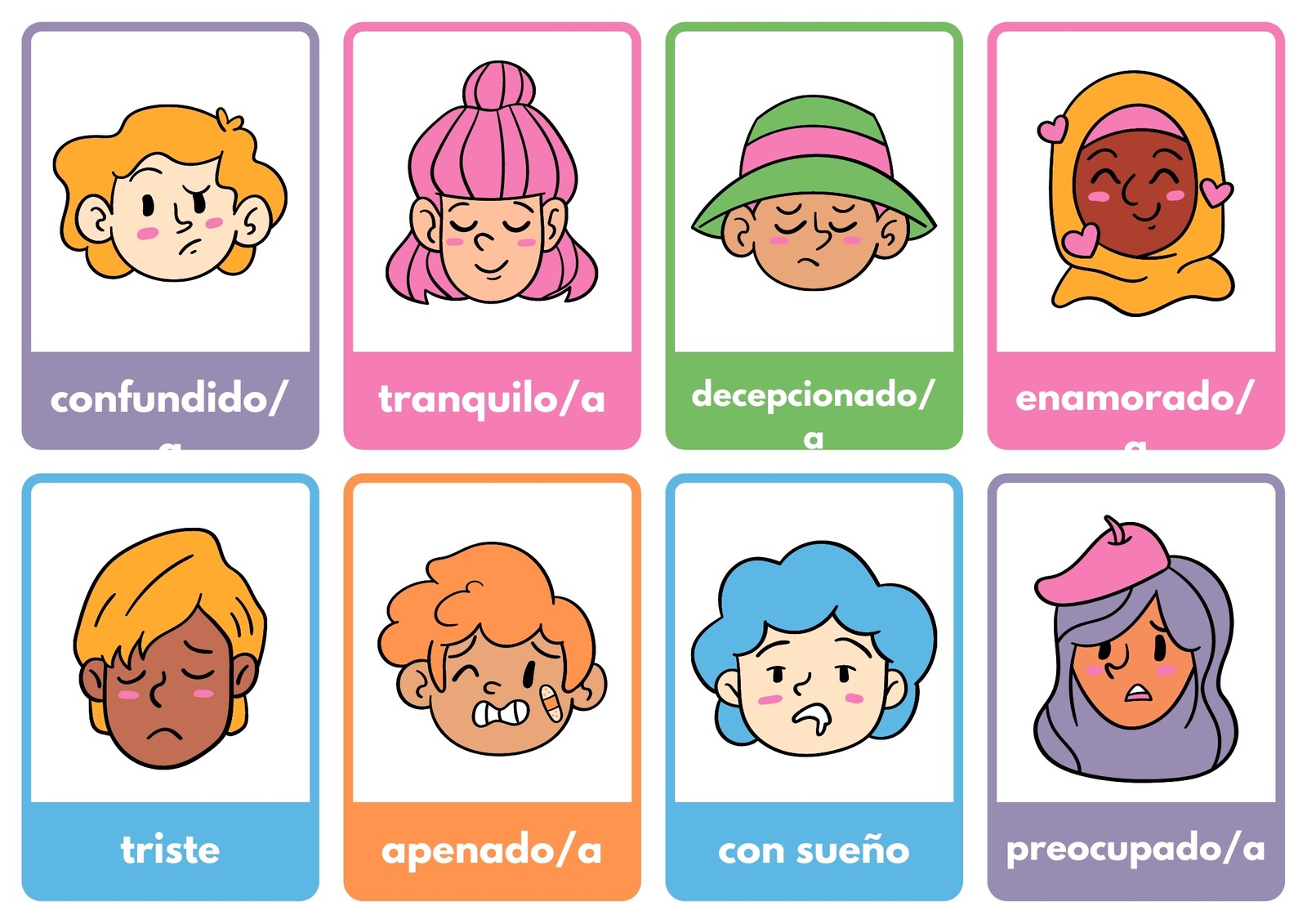 Rosa Colorido Emociones Con Líneas Ilustración Tarjeta