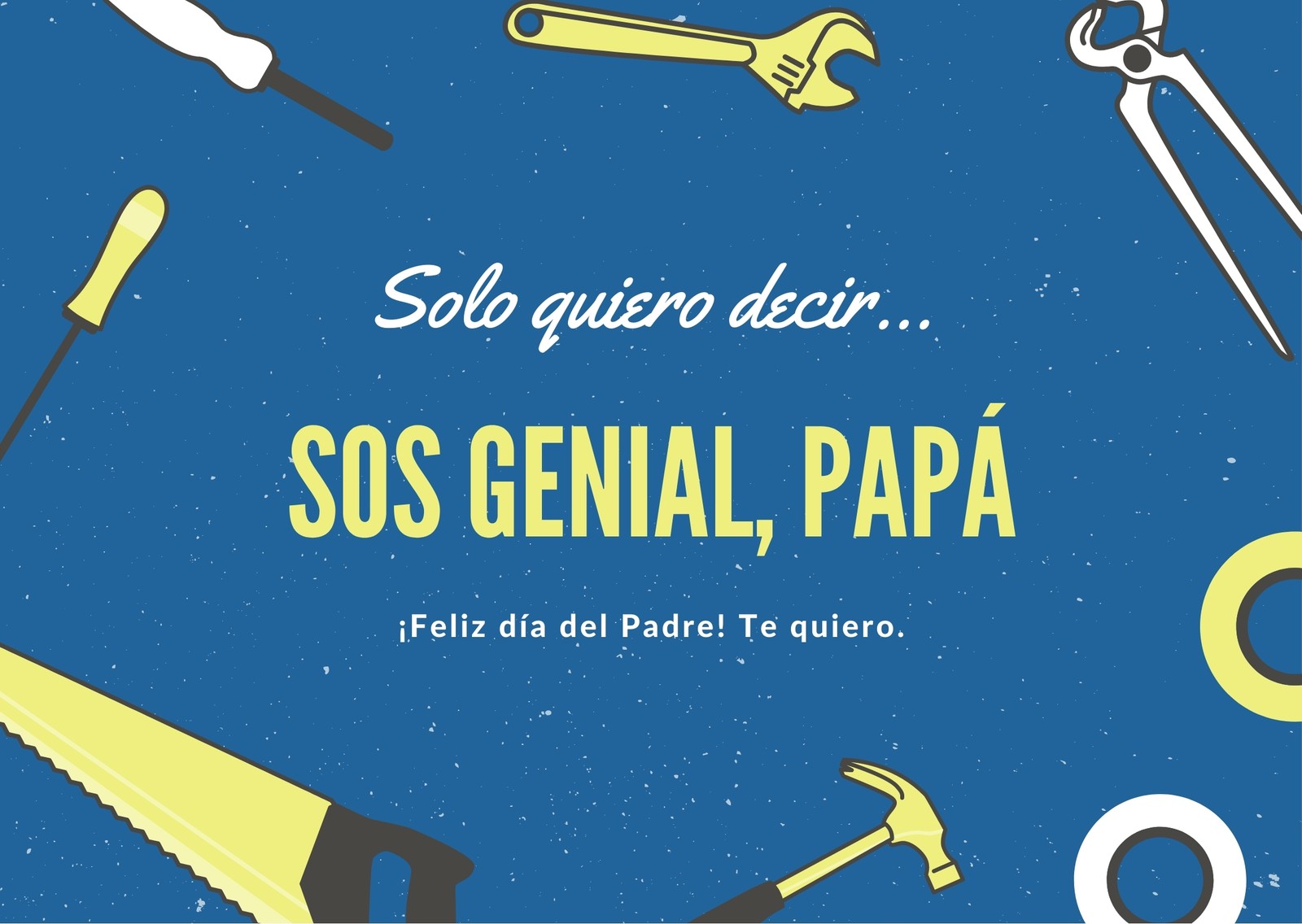 Azul con Herramientas Gastadas Día del Padre Tarjeta Azul con Herramientas Gastadas Día del Padre Tarjeta