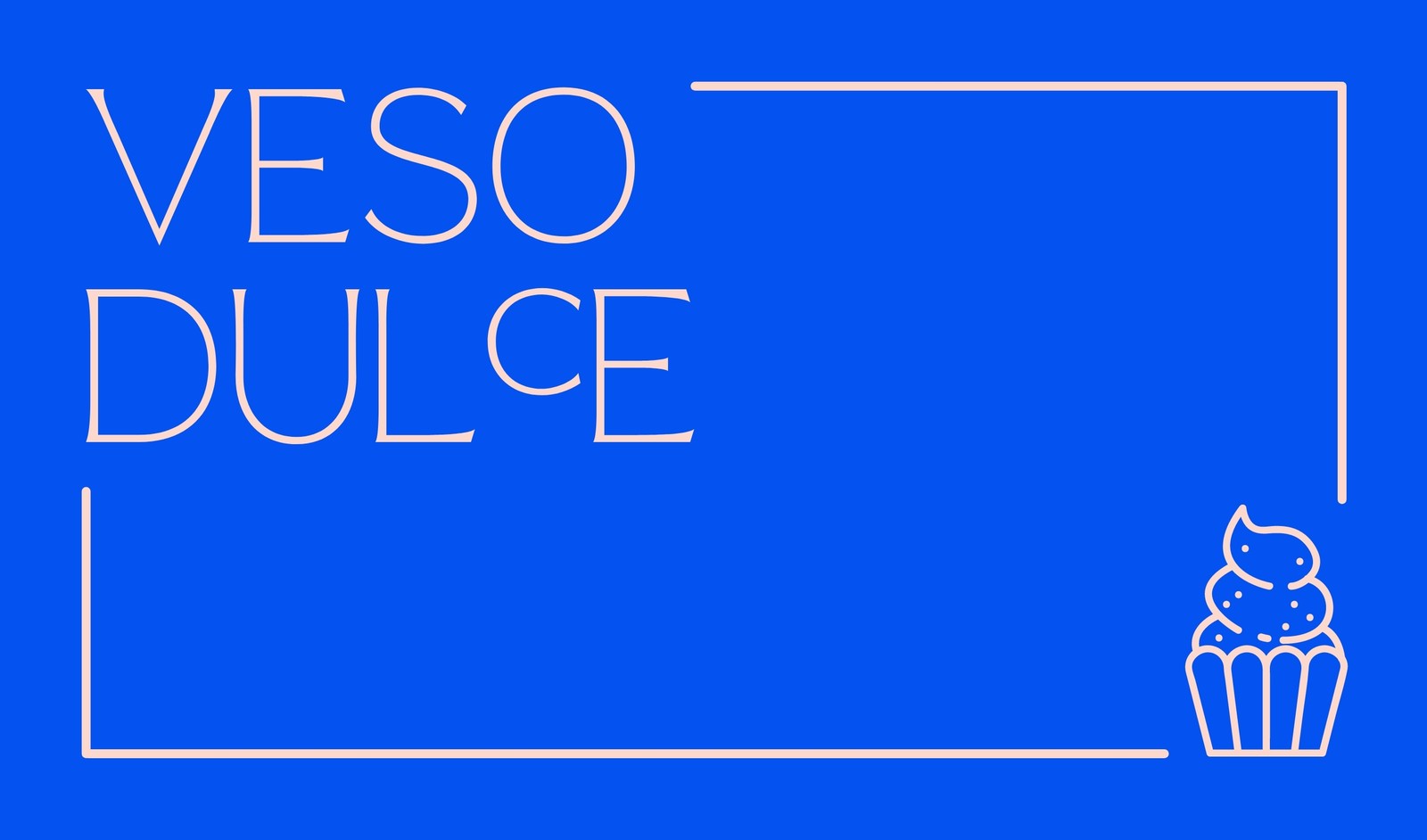 Business card minimalista de pastelería vegana, color azul eléctrico con cupcake ilustrado