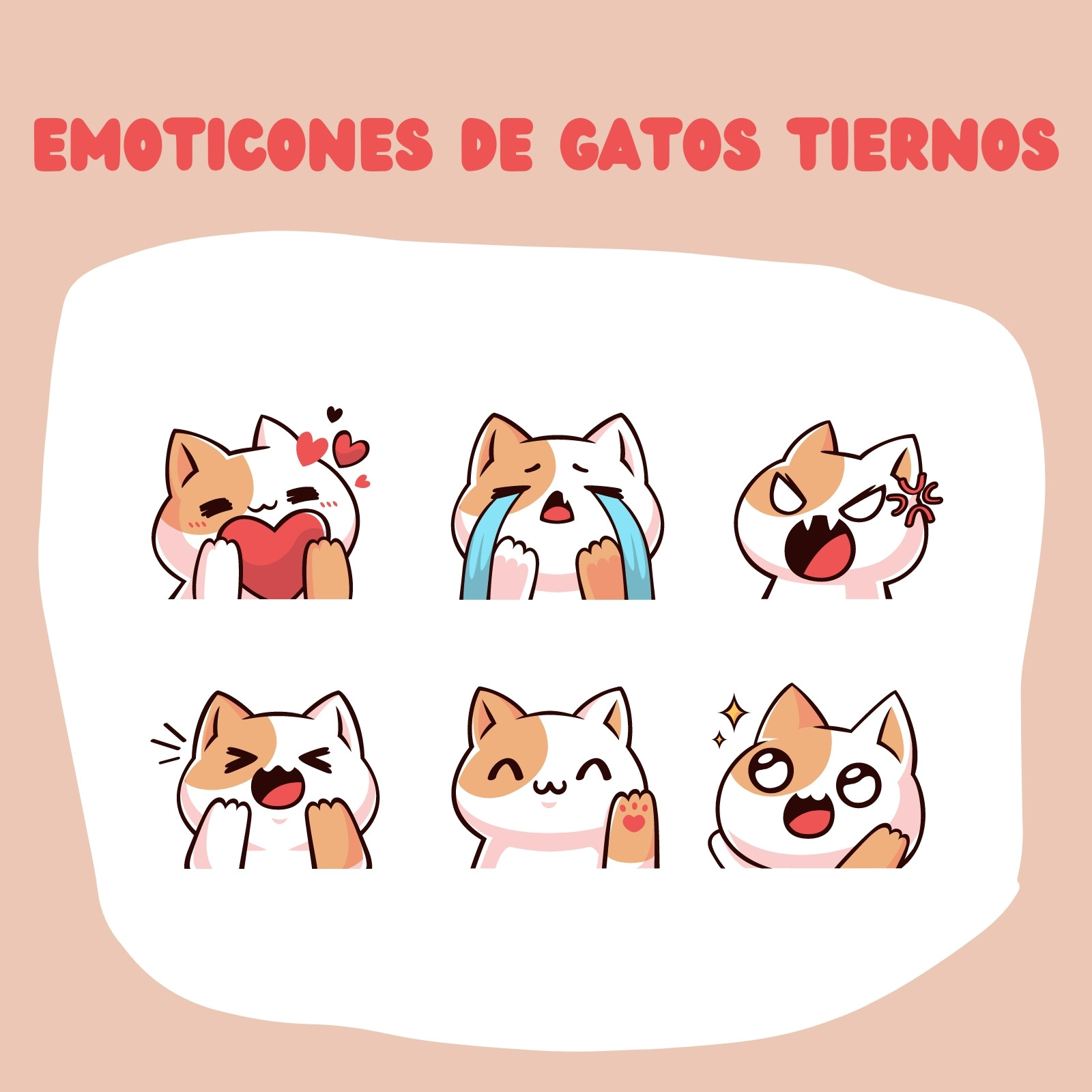 Rosa y Marrón Gato Tierno Emoticones de Twitch