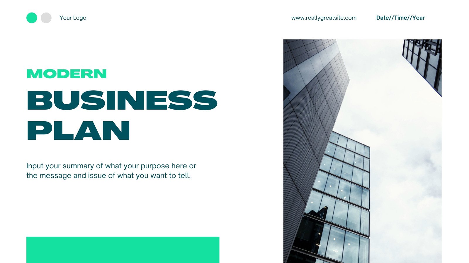 Modern White and Green Minimalist Navy Business Plan Presentation Template