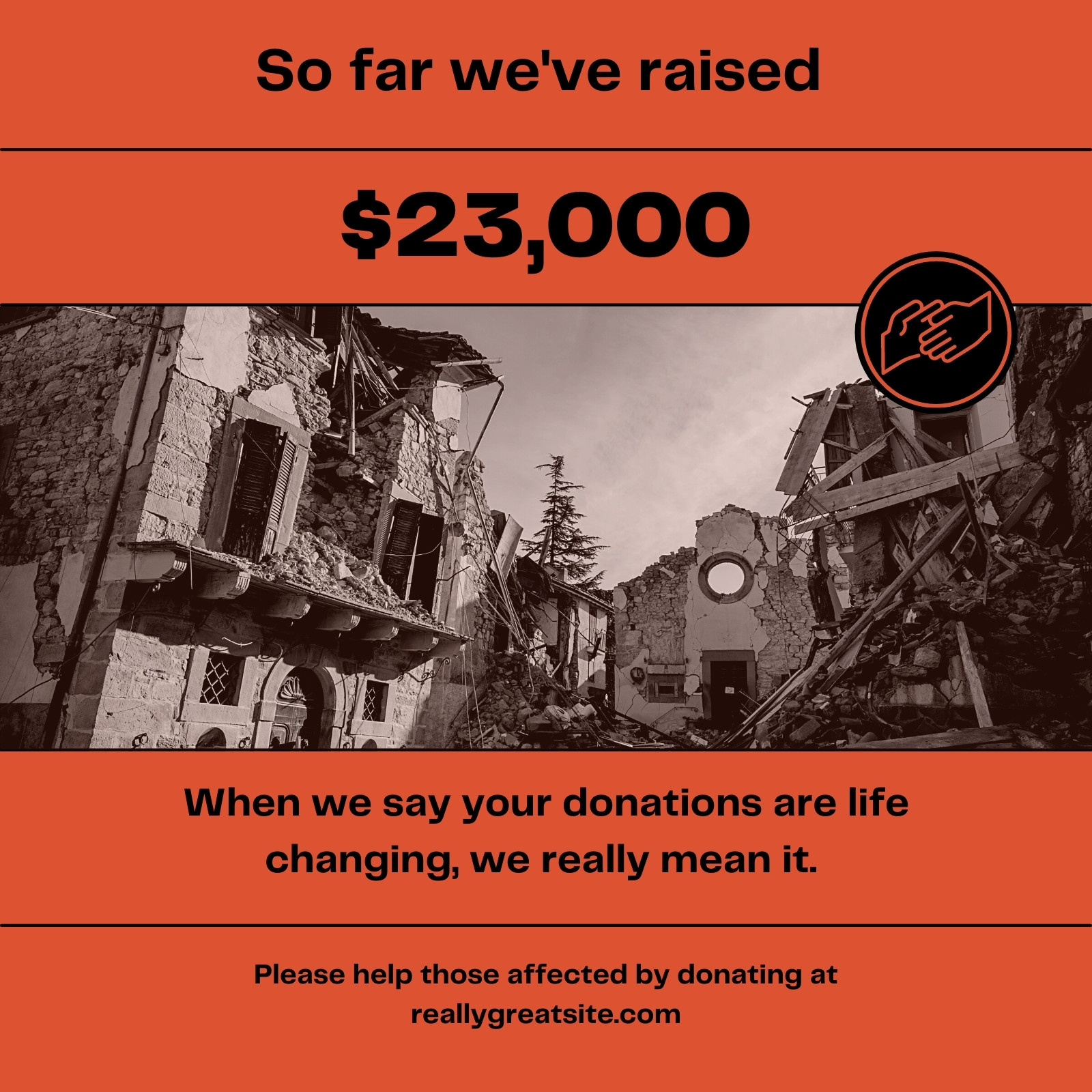 Orange and Black Monotone Minimalist Earthquake Crisis Hub Instagram Post