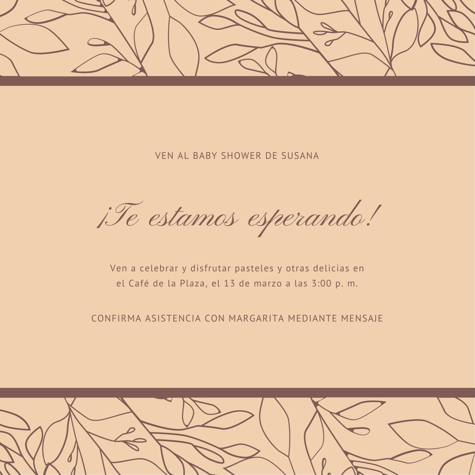 Beige y Café Follaje Shabby Chic Invitación para Baby Shower