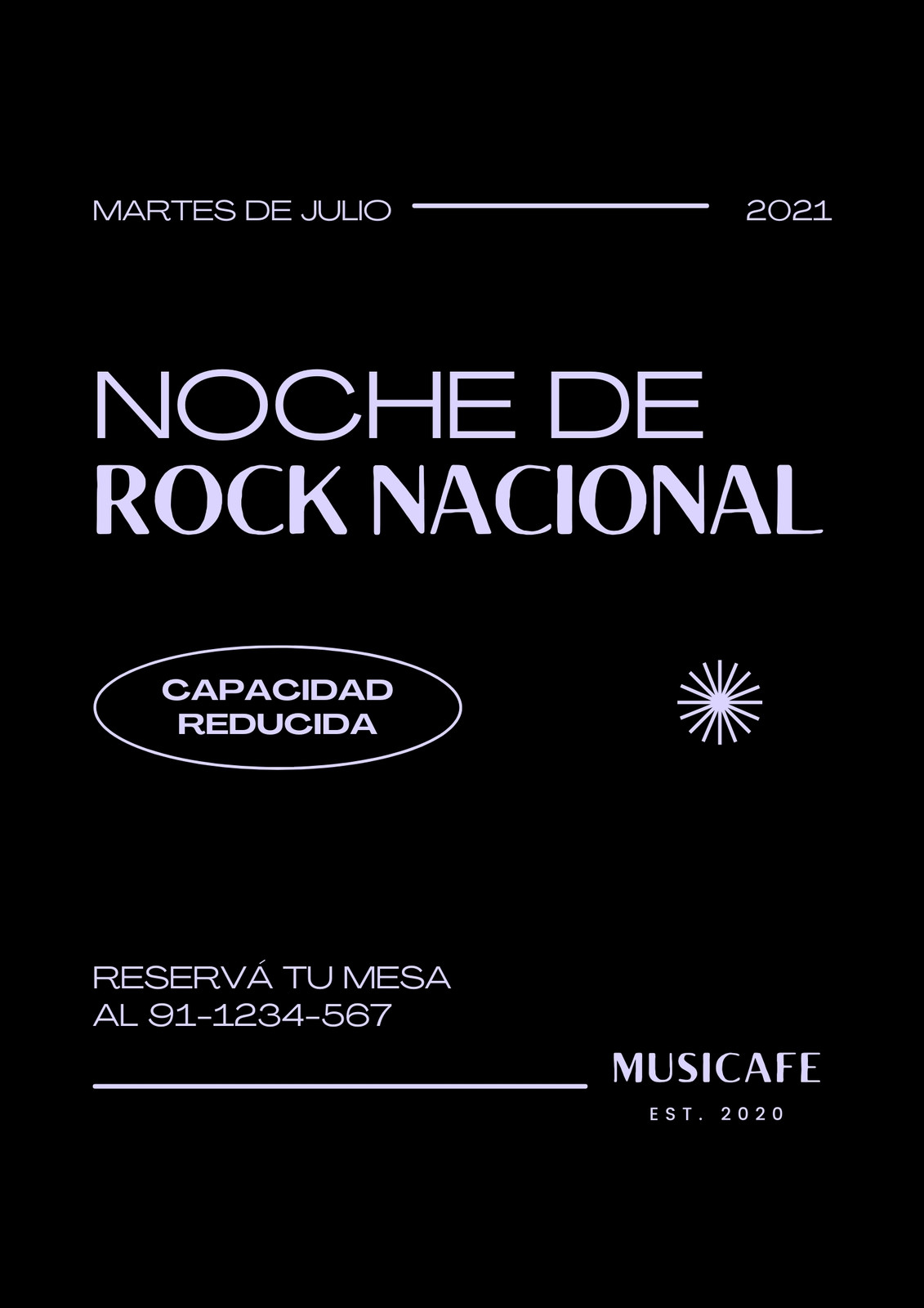 Flyer anuncio de show en pub tipográfico color negro