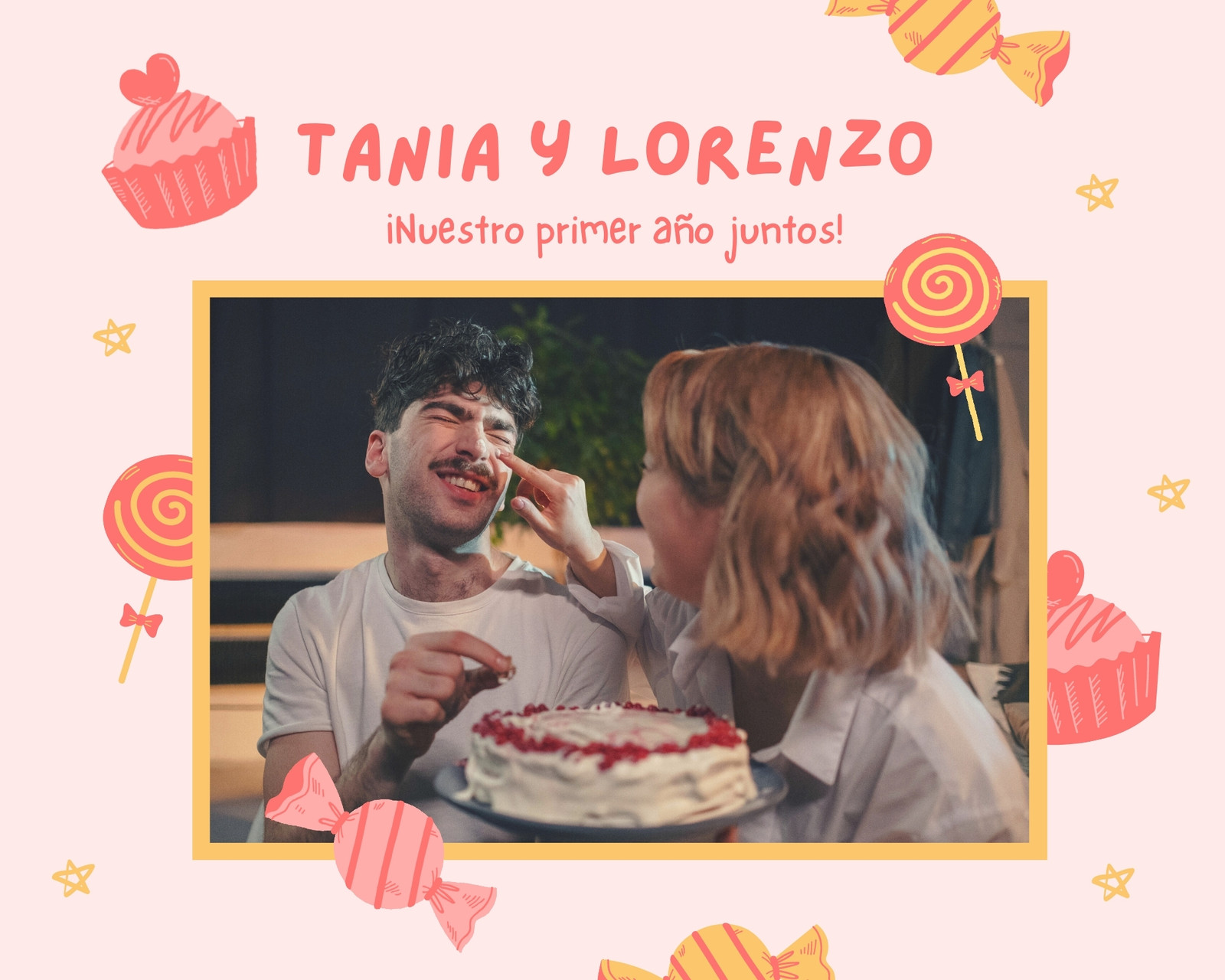 Collage de Fotos Animado Amor Pareja Ilustraciones Orgánico Rosa y Amarillo Collage de Fotos Animado Amor Pareja Ilustraciones Orgánico Rosa y Amarillo