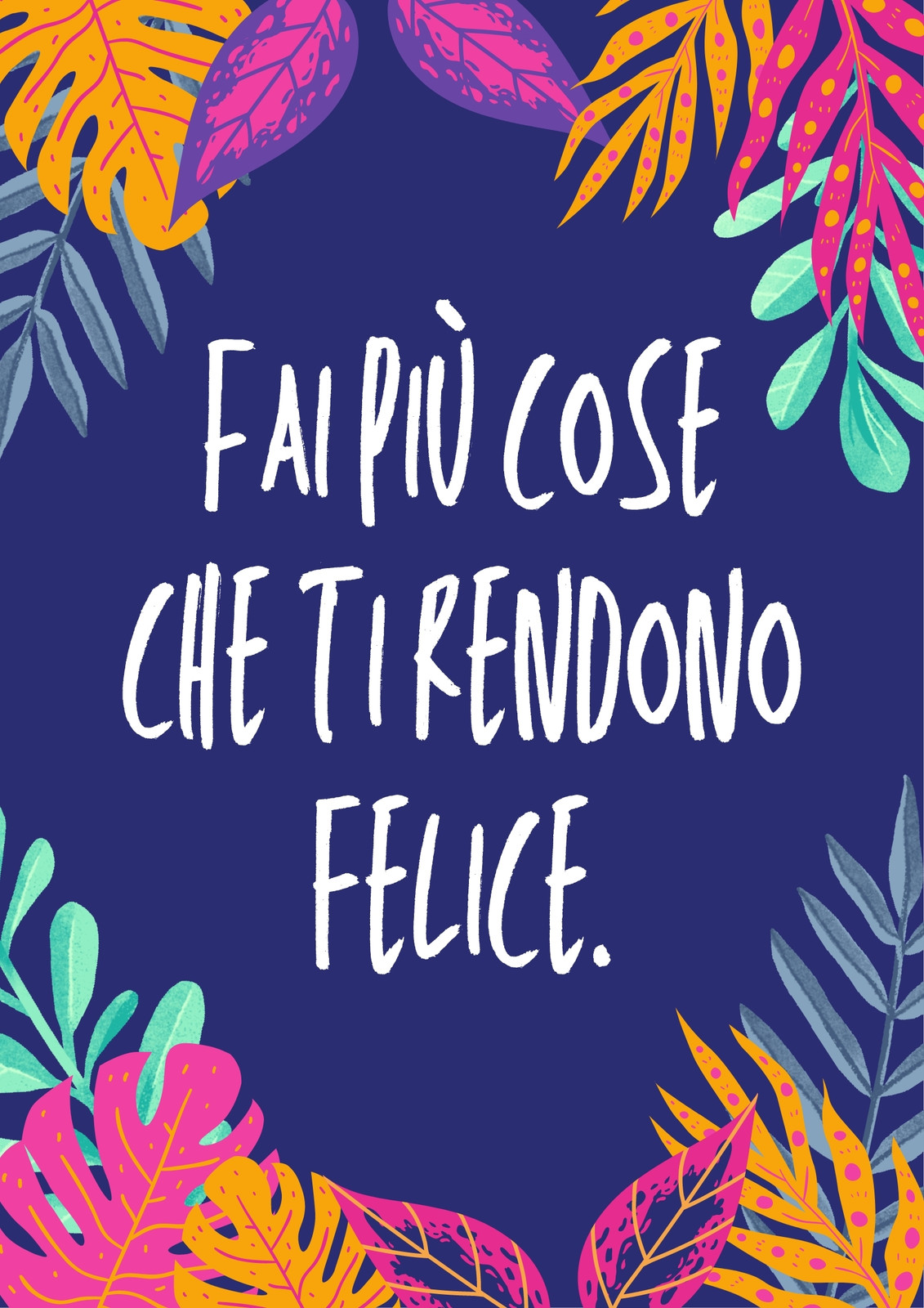 Colorato Foglie Illustrativo Motivazionale Poster di Citazione Animato